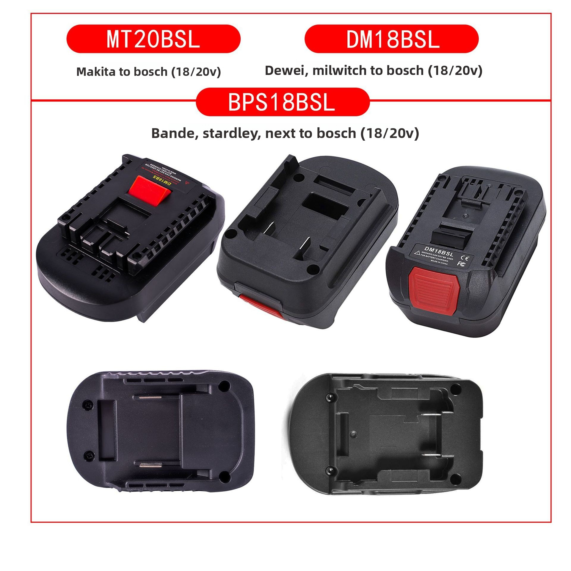 Replacement Adapter for Makita Dewalt MT20BSL DM18BSL BPS18BSL to Bosch 18~20V