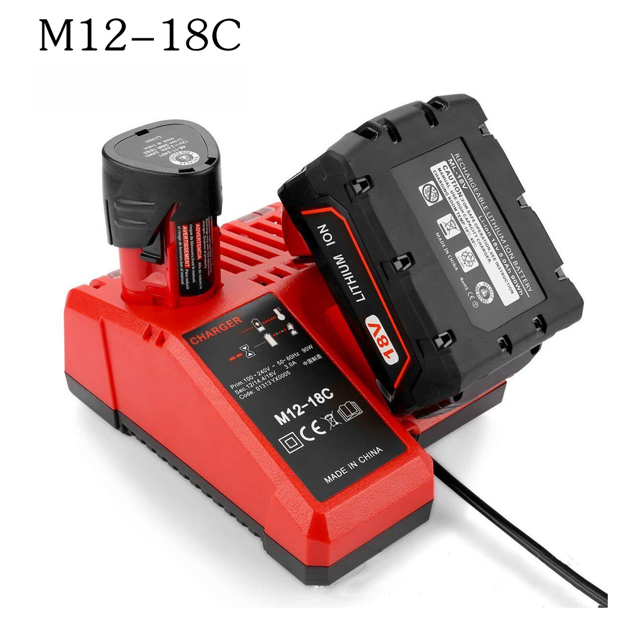 Replacement for Milwaukee M12-18C Charger Fast Charging Compatible with 12V-18V