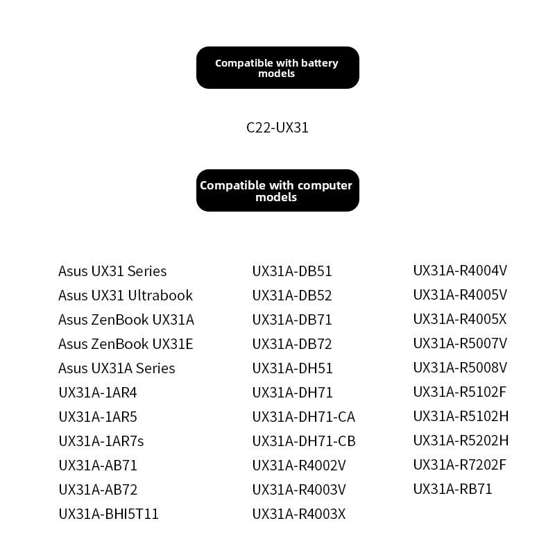 Compatible ASUS C22-UX31 ZenBook UX31 UX31A UX31E Laptop Battery