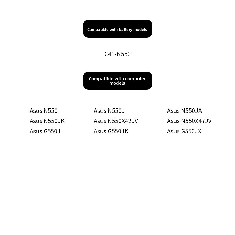 Compatible ASUS C41-N550 N550J/JA/JK N550X47JV G550J/JK/JX Laptop Battery