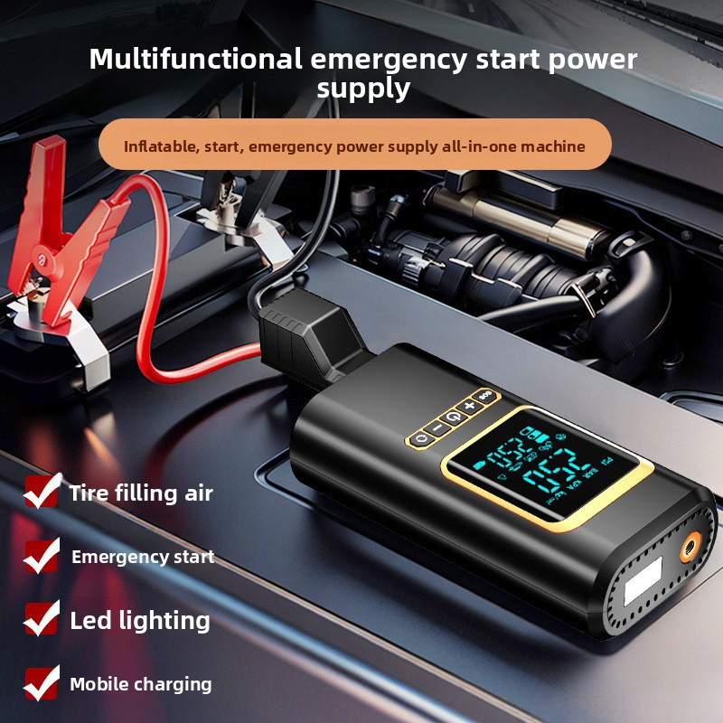 Car Air Pump Emergency Jump Starter Power Bank Portable Tire Inflator Battery Booster