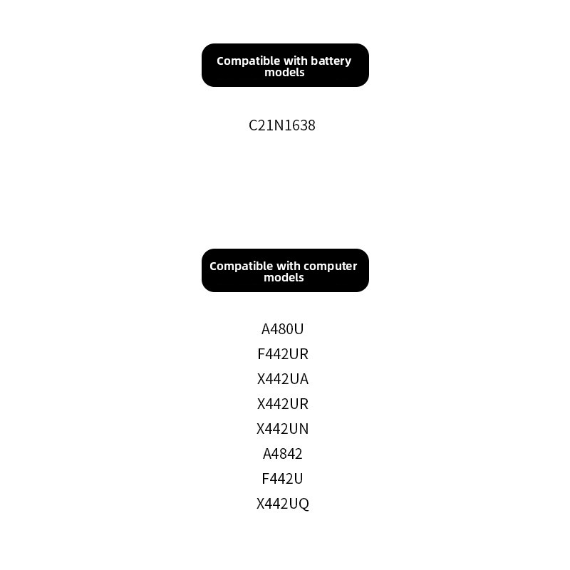 Applicable to ASUS C21n1638 R419ur F442u A480u A4842 X442ua Battery