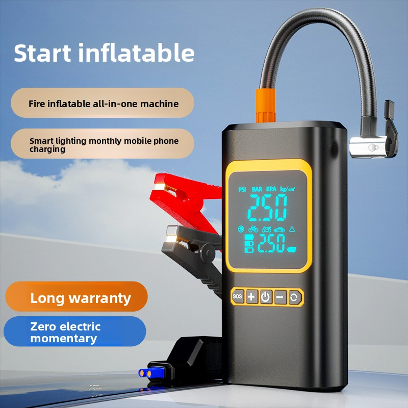 Car Air Pump Emergency Jump Starter Power Bank Portable Tire Inflator Battery Booster