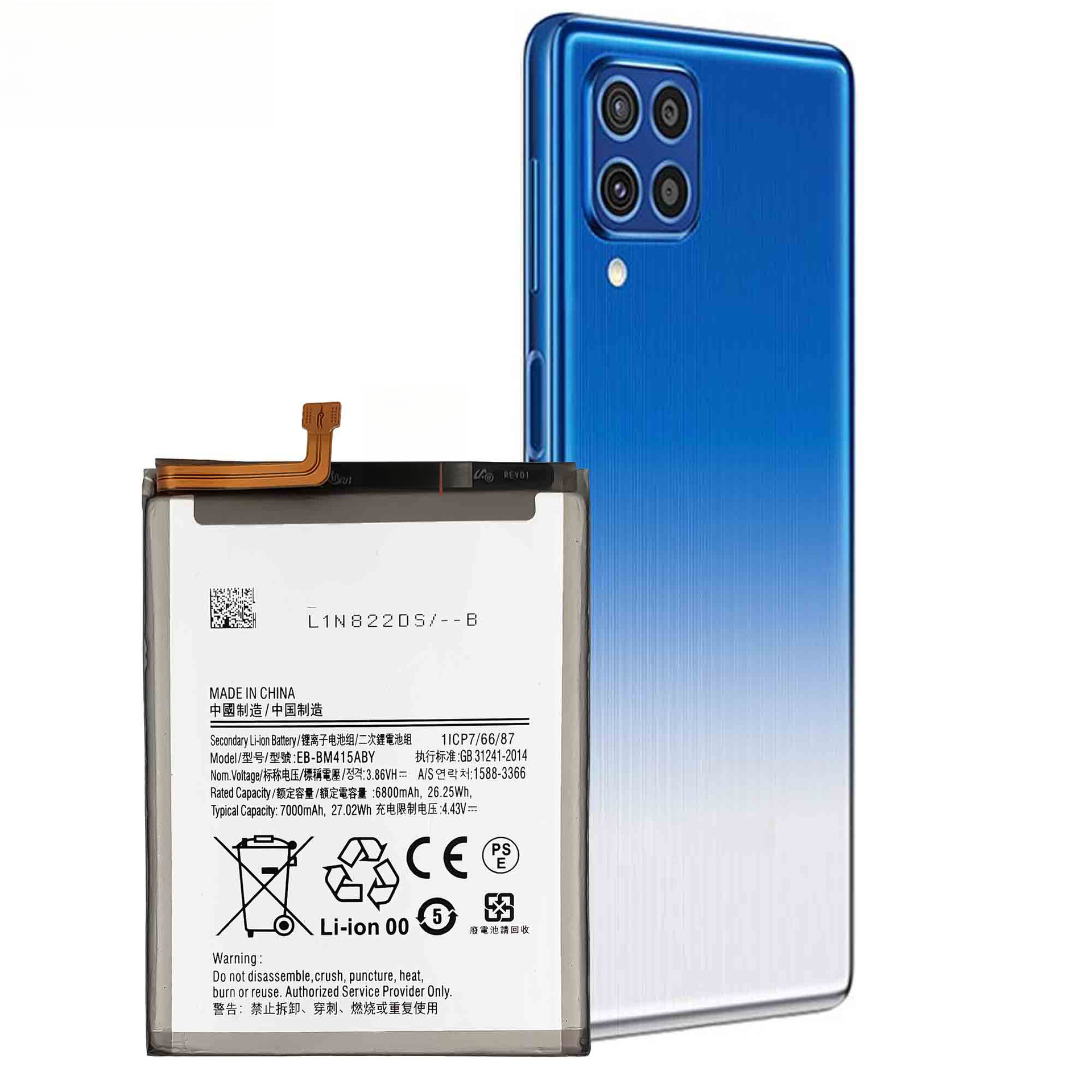 Compatible with Samsung M51/M62 Samsung Phone Battery EB-BM415ABY Built-in Fast Charging Board Built-in Battery