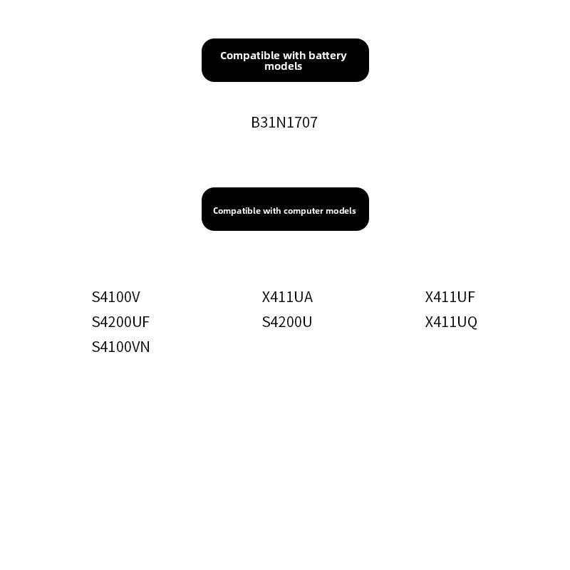 Compatible ASUS B31N1707 S4100V S4100VN S4200U S4200UF Laptop Battery