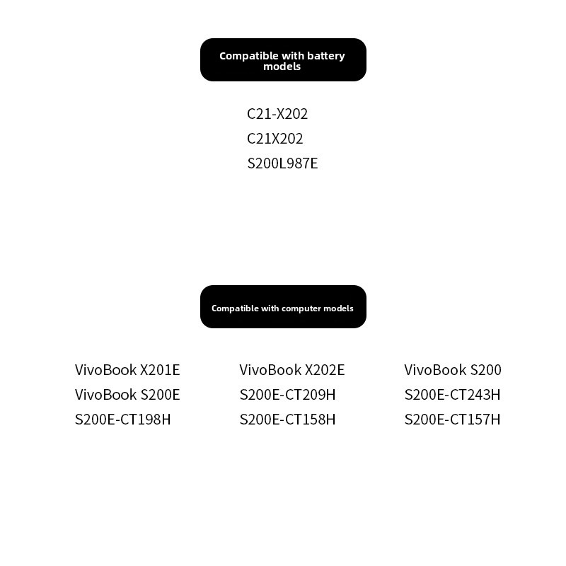 Compatible ASUS S200S200EX202EX201EC21-X202 Laptop Battery