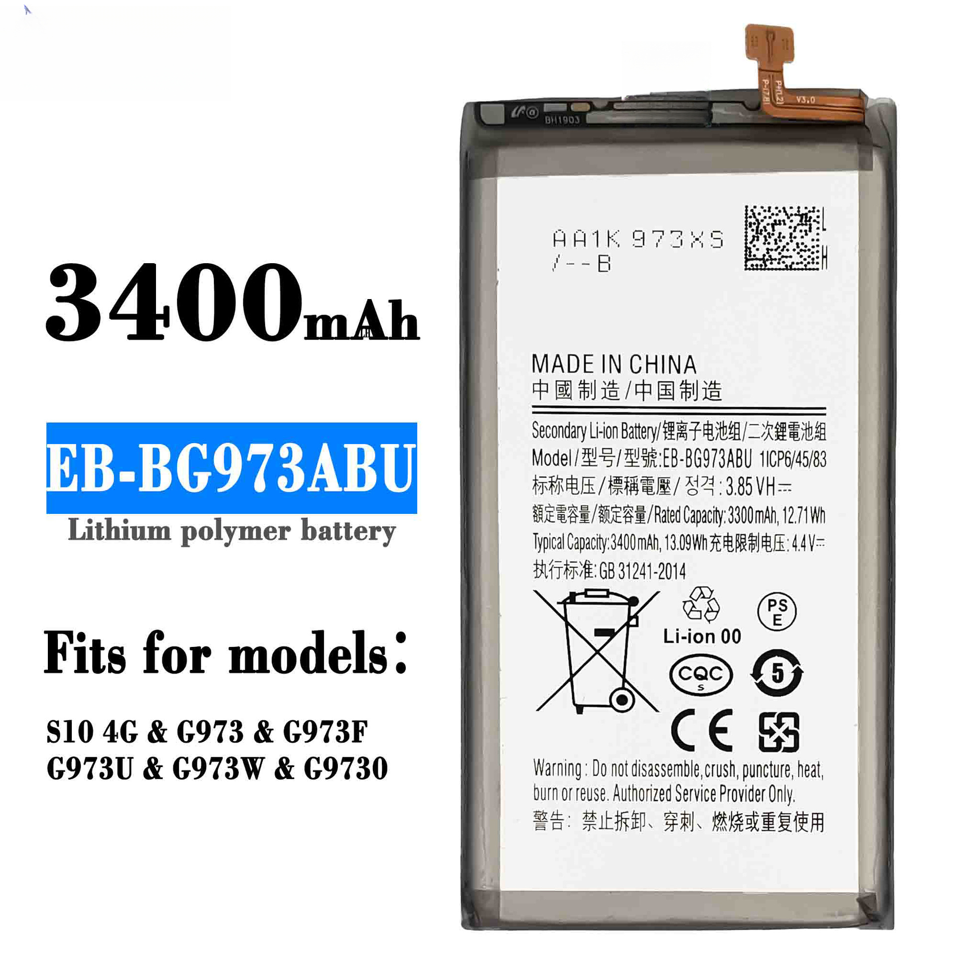 Compatible with Samsung S10 Phone EB-BG973ABU Brand New Large Capacity Built-in Battery Board