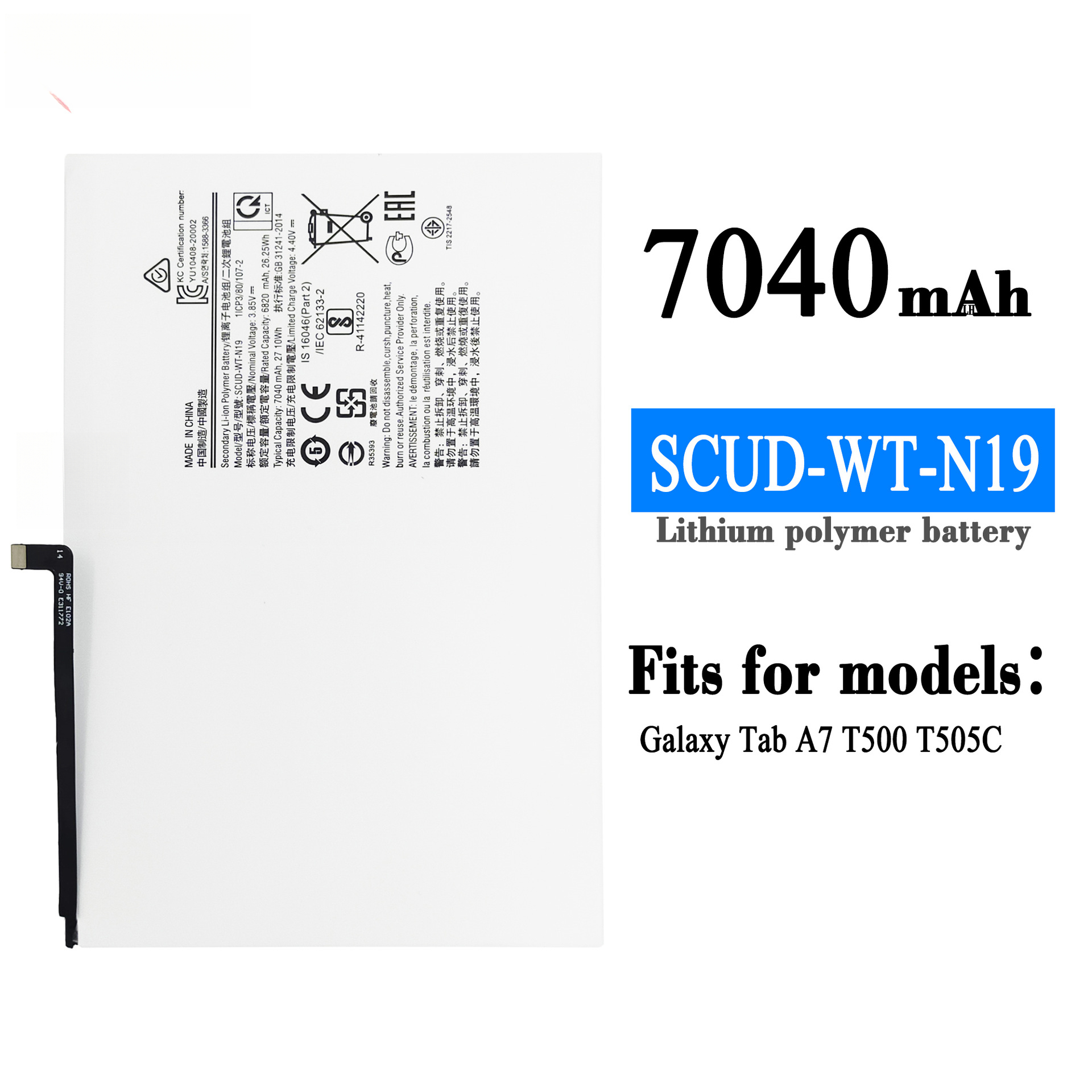 Compatible with Samsung Galaxy TAB A7 T500 T505C SCUD-WT-N19 Built-in Tablet Battery