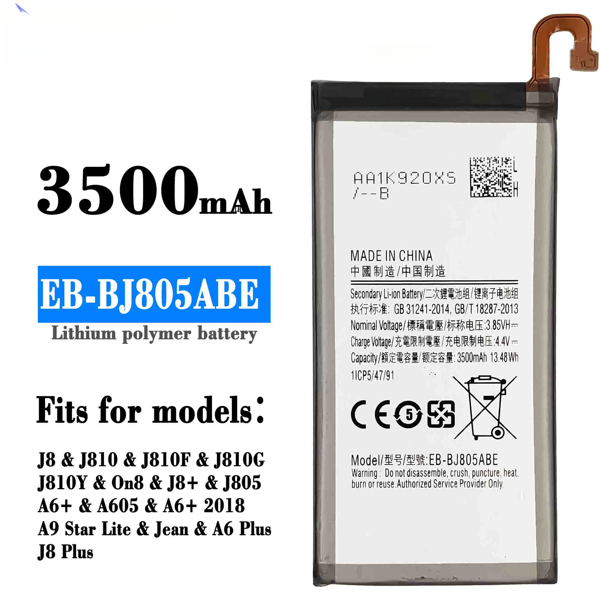 Compatible Samsung J8/A6+ Phone Battery EB-BJ805ABE Core Built-in New Fast Charging Board Samsung Battery Samsung Phone