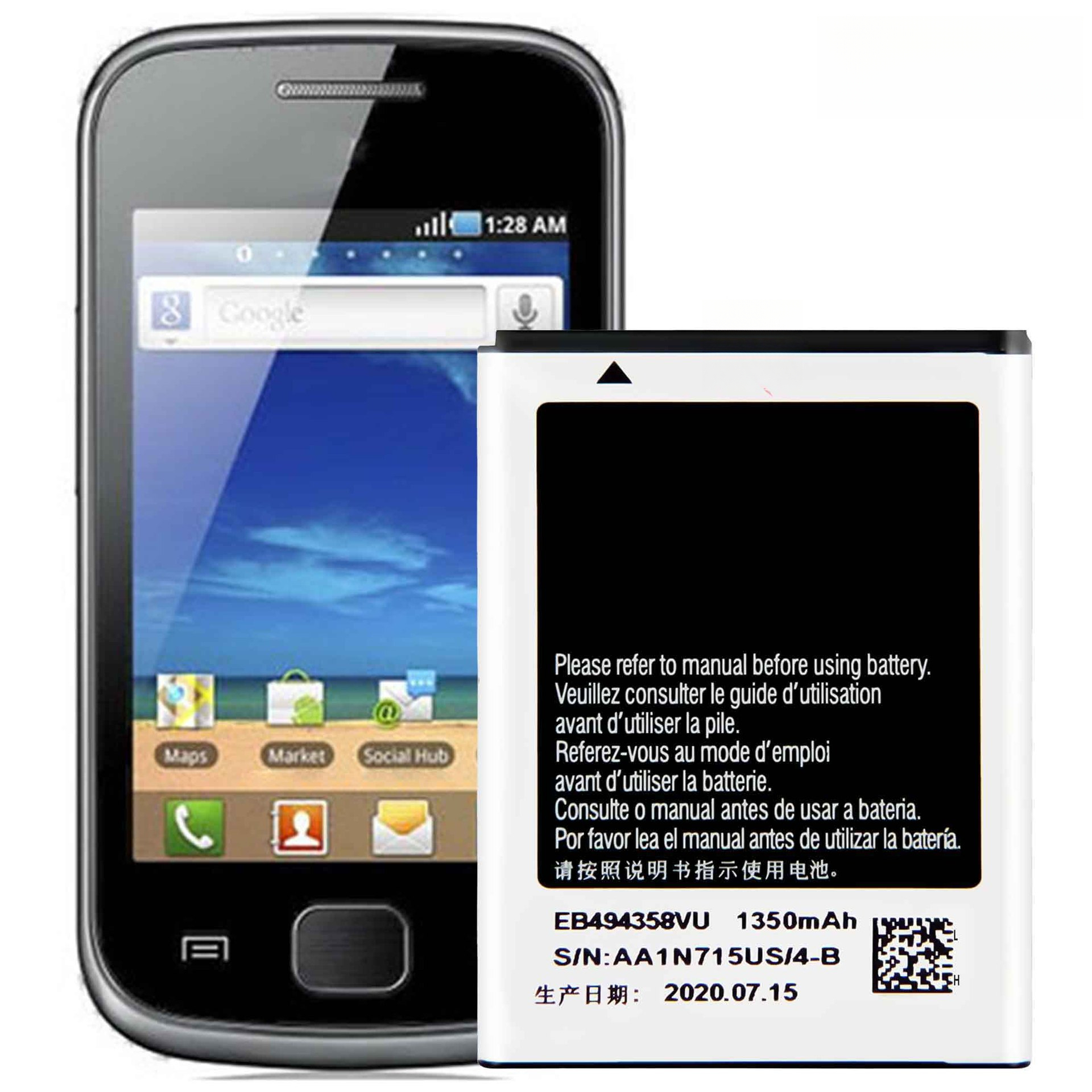 Suitable for Samsung AceS5830/Ace LaFleur Mobile Phone Battery EB494358VU Factory Wholesale Foreign Trade