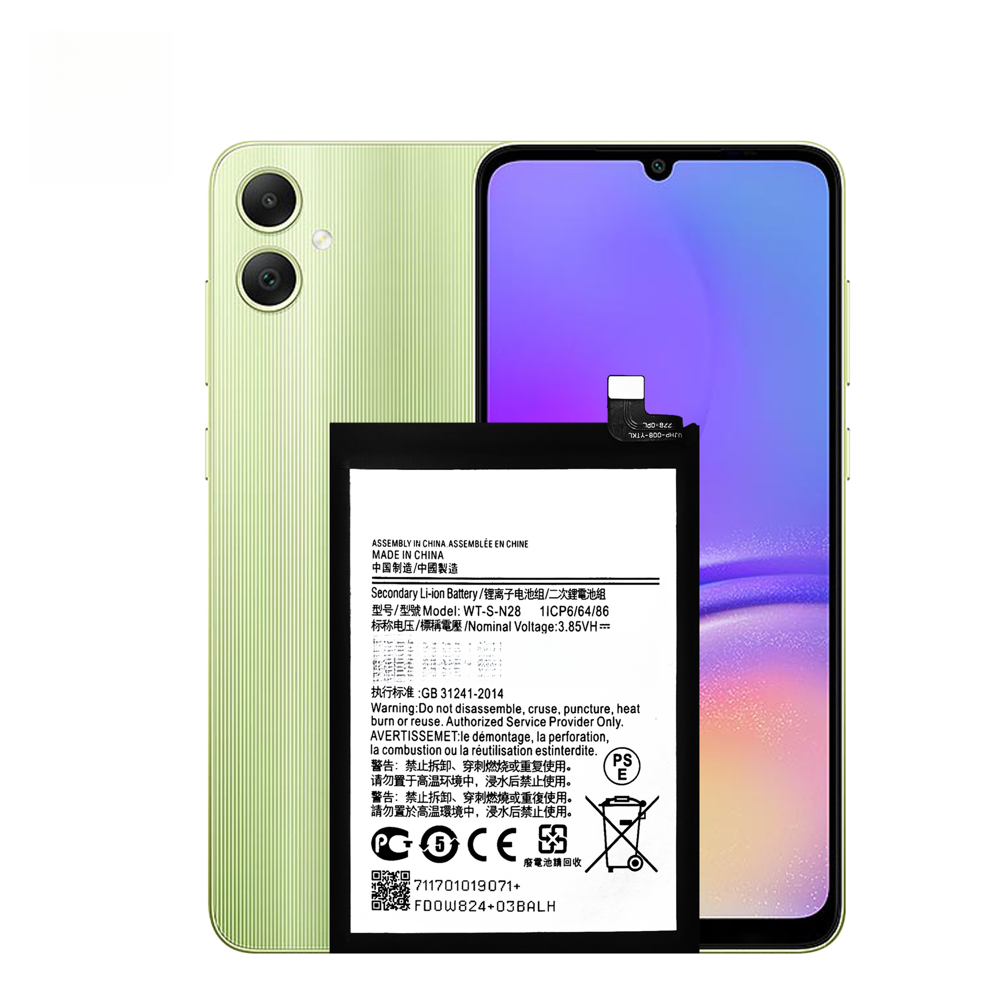 Compatible with Samsung Galaxy A05 Phone Battery WT-S-N28 Built-in Battery 5000mAh Samsung Phone Battery