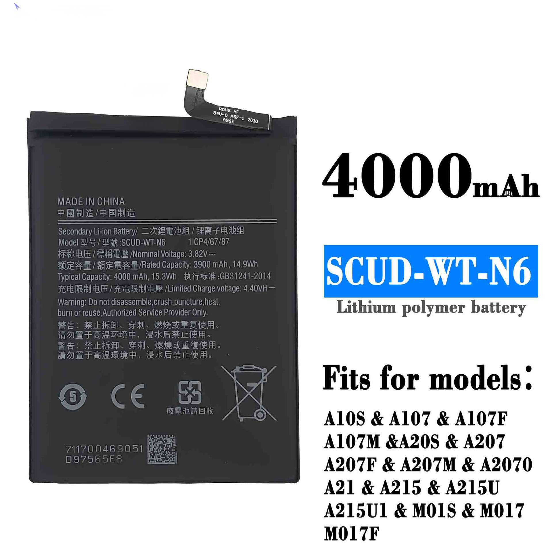 Suitable for Samsung A20s/A10s/A207 Phone Built-in Rechargeable Battery SCUD-WT-N6 Samsung Phone Battery