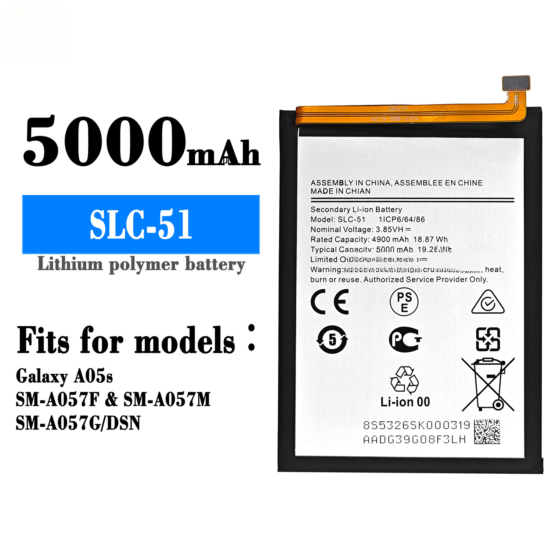 For Samsung A05s Mobile Phone Battery SLC-51 Large Capacity Built-in Board 5000mah Samsung Mobile Phone Battery