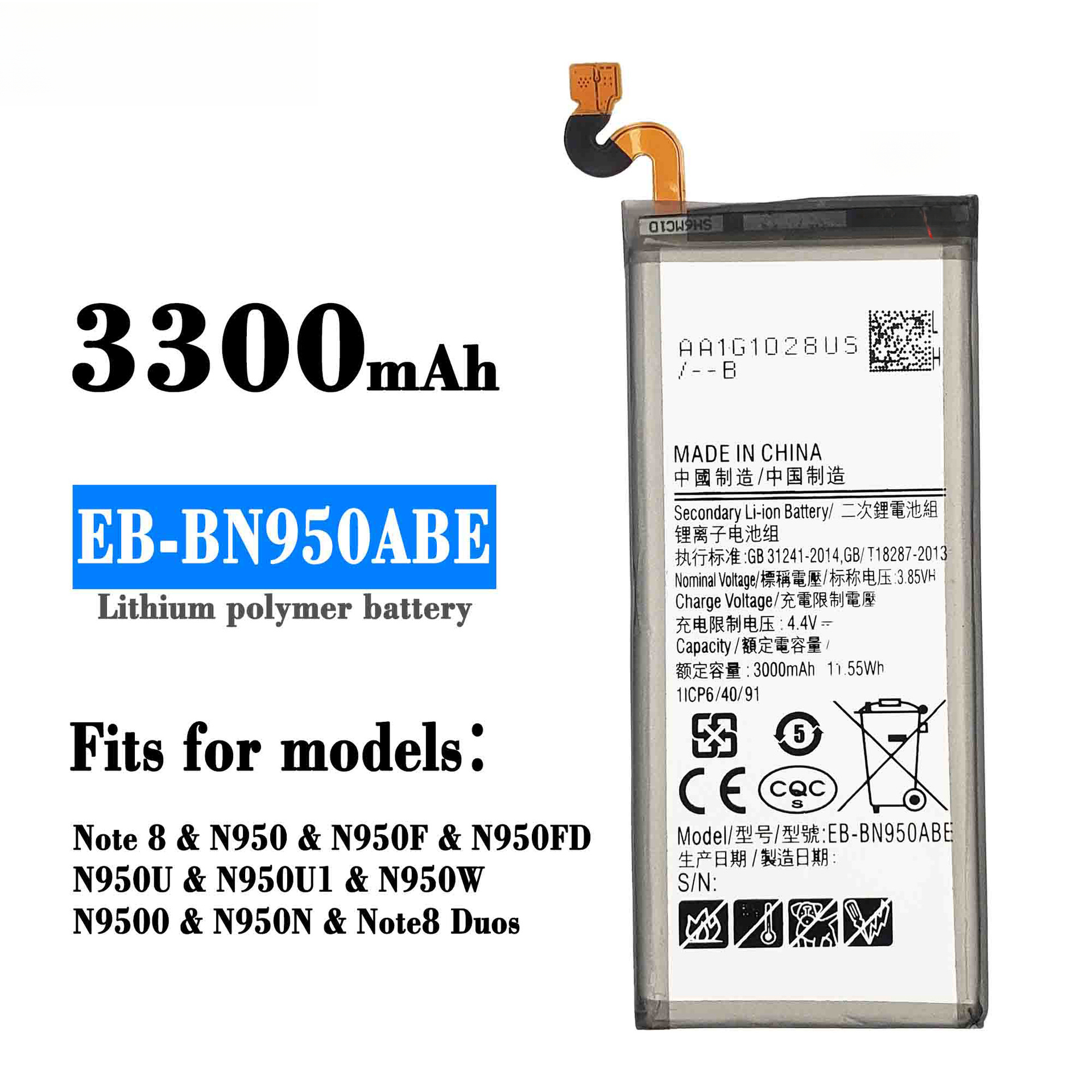 Compatible with Samsung Note 8/N950 Phone Battery EB-BN950ABE Built-in Circuit Board Factory Wholesale Foreign Trade