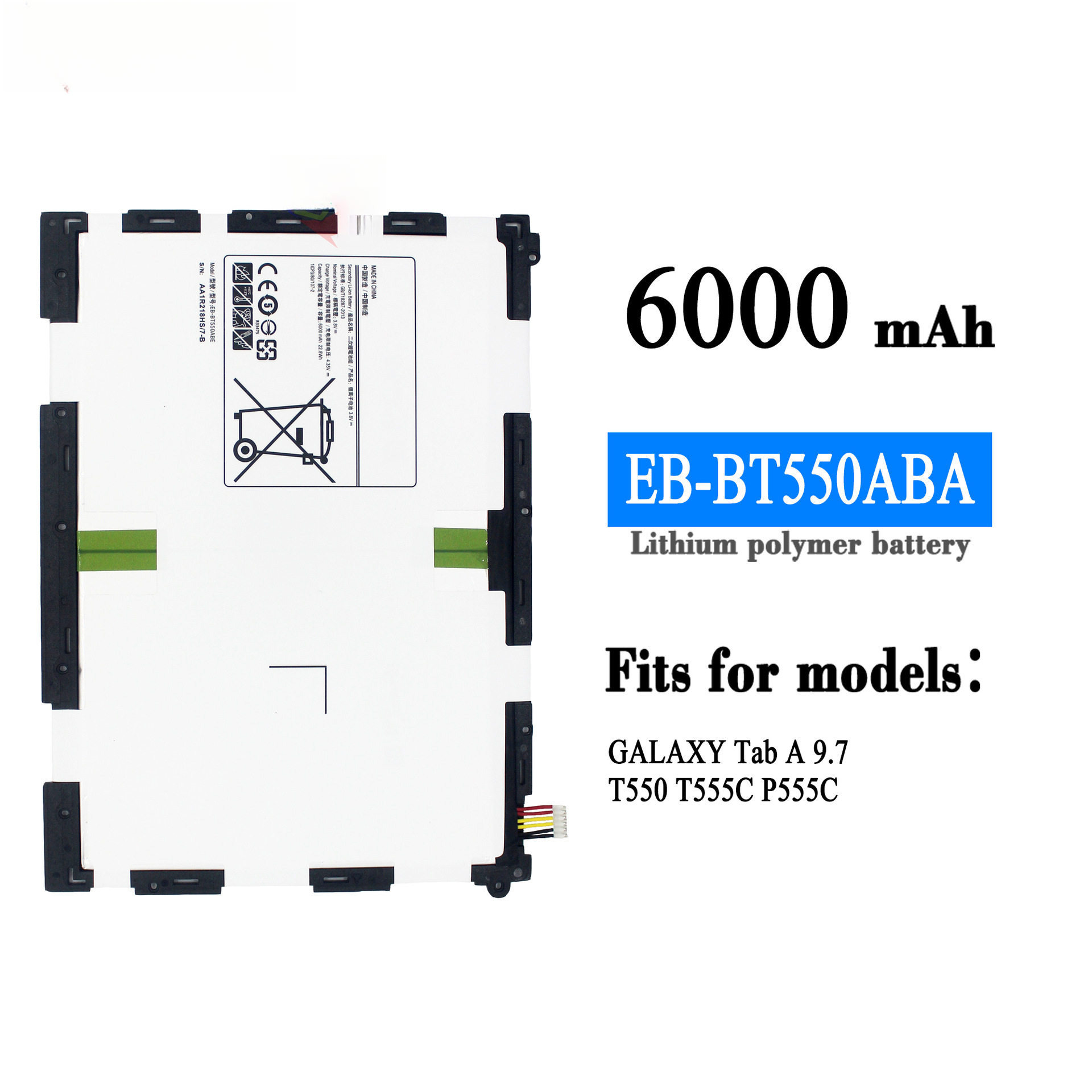 Compatible Samsung Tab A9.7 Tablet Large Capacity 6000mAh Battery EB-BT550ABE Samsung Phone Battery