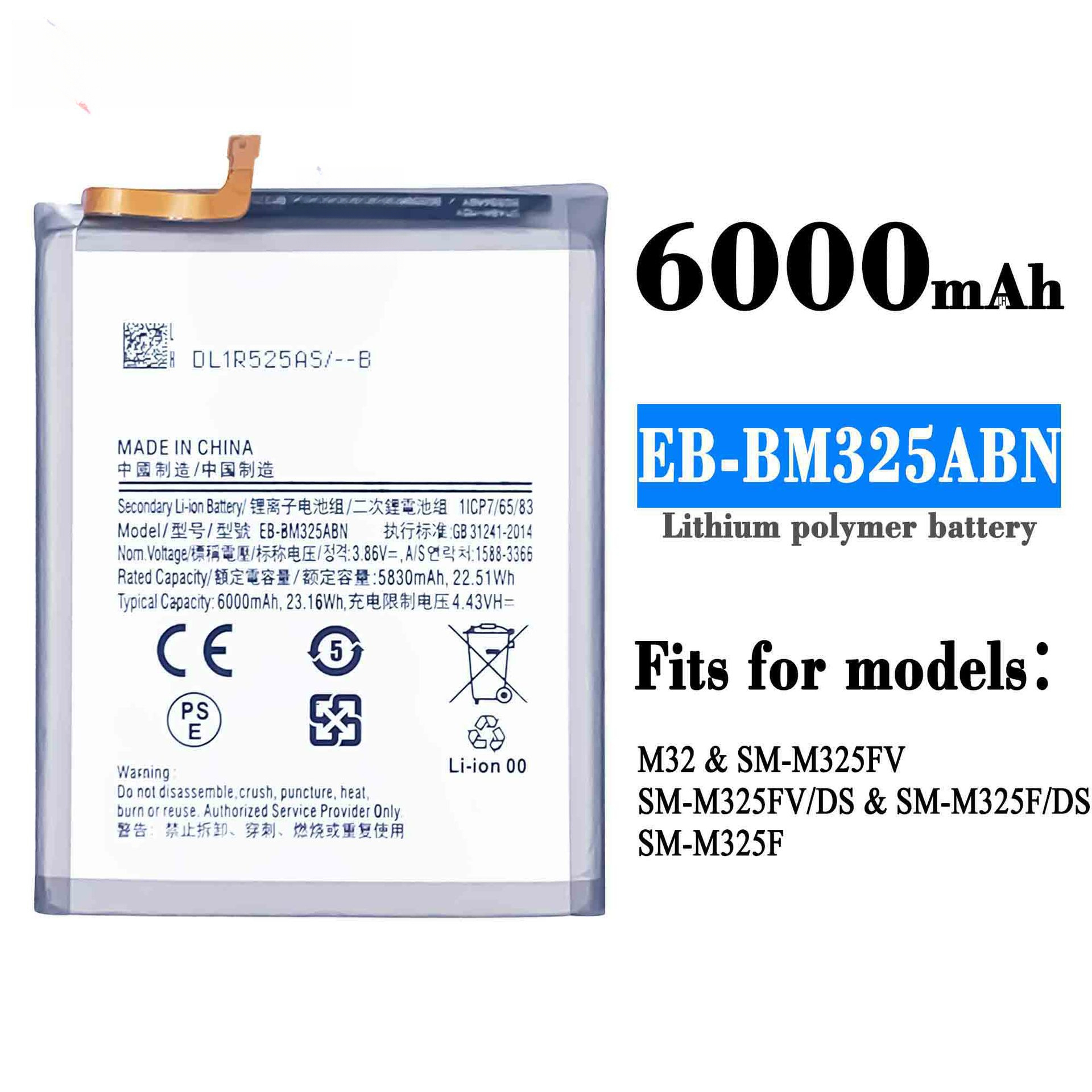 For Samsung M32 4G/M325 EB-BM325ABN Mobile Phone Battery 6000mAh Samsung Mobile Phone Battery