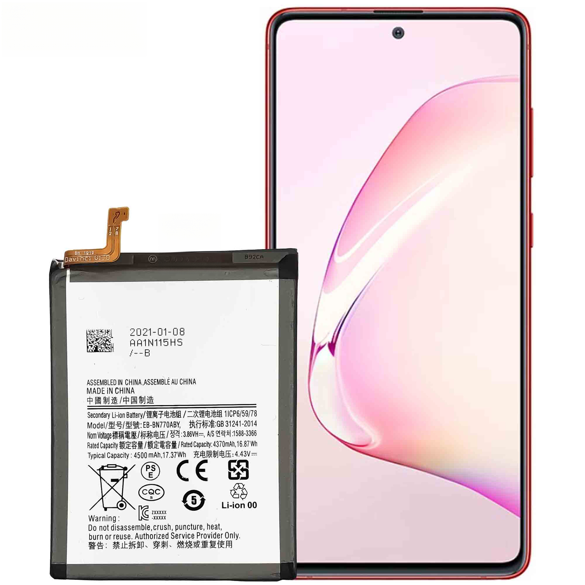 Compatible with Samsung Note 10 Lite Youth Edition EB-BN770ABY Brand New Built-in Battery Samsung Phone Battery