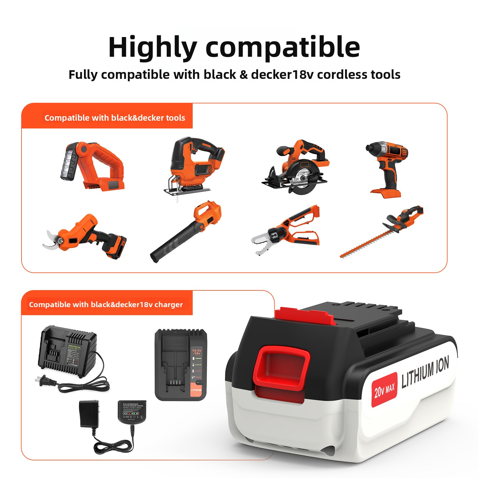 Brand New Replacement for Black 20V Lithium Battery Electric Tool Drill Battery LBX 2050 Battery Accessories