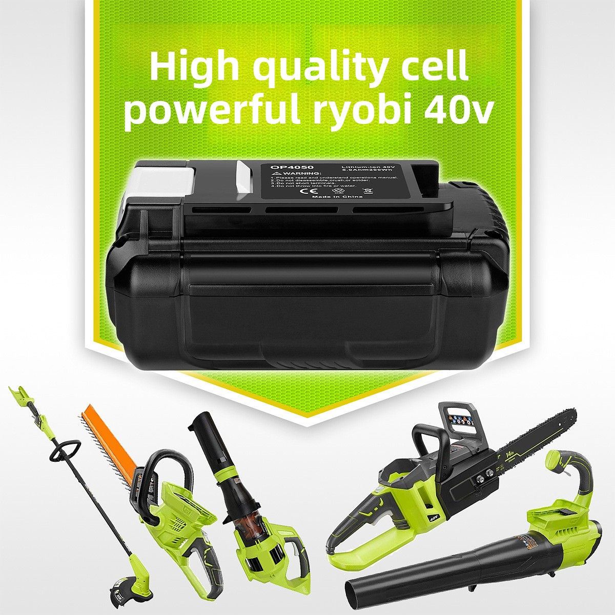 Replacement for Ryobi 40V Lawn Mower Lithium-Ion Battery OP4026A OP4050 Power Tool Battery