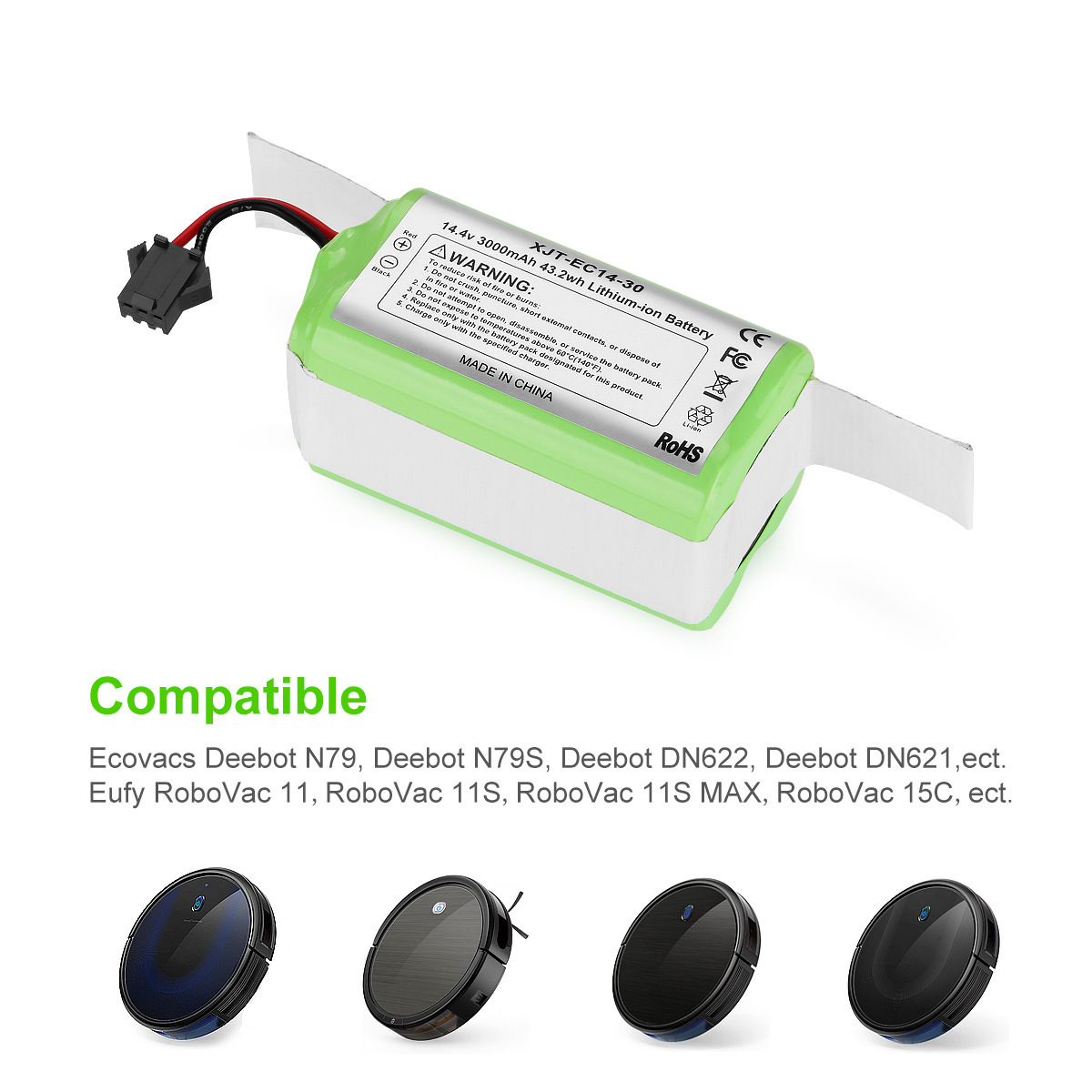 14.4V Battery Compatible with Eufy RoboVac 1111S Vacuum Cleaner Lithium Battery