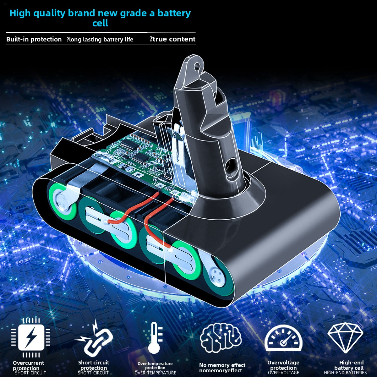 Suitable for Dyson V6 Battery 21.6V DC62 DC58 Handheld Vacuum Cleaner Power Battery