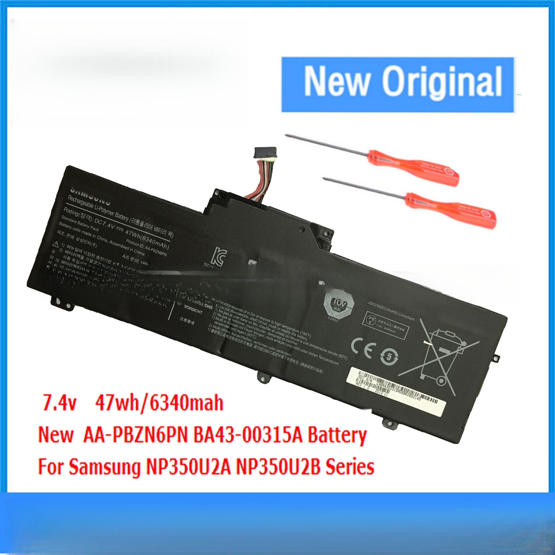 Suitable for Samsung NP350U2A NP350U2B NP350U2Y AA-PBZN6PN Laptop Battery