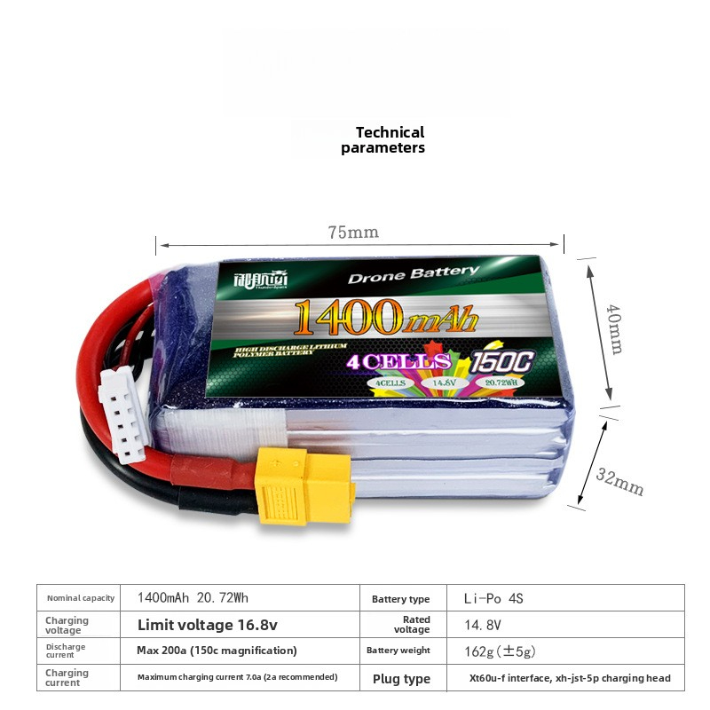 FPV Drone Battery 150C Drone Battery 4S/6S 22.2V Model Aircraft Battery BSNI Certified 1400mAh