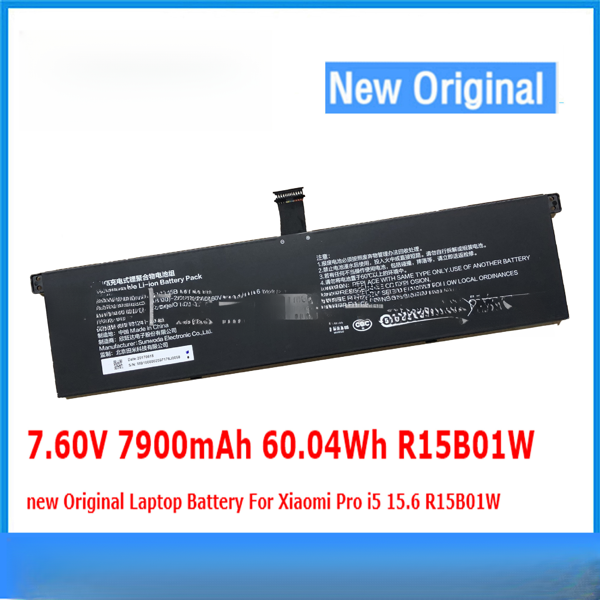 For Xiaomi 15.6inch TM1701171501-AQ R15B01W PRO GTX laptop battery