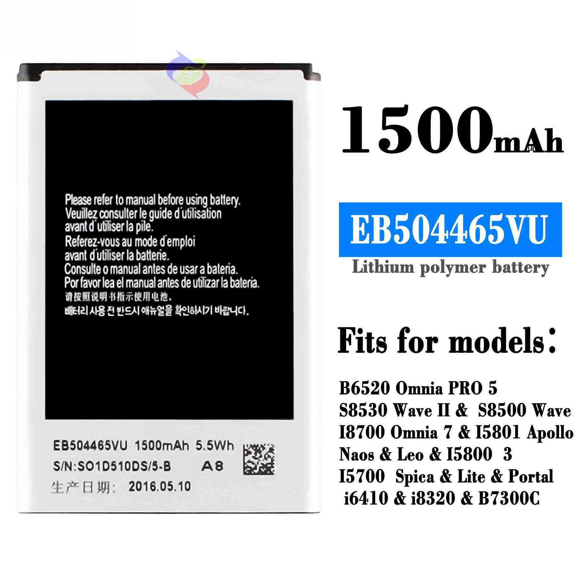 Suitable for Samsung B6520 Omnia PRO5 Mobile Phone External Battery EB504465VA Samsung Mobile Phone Battery
