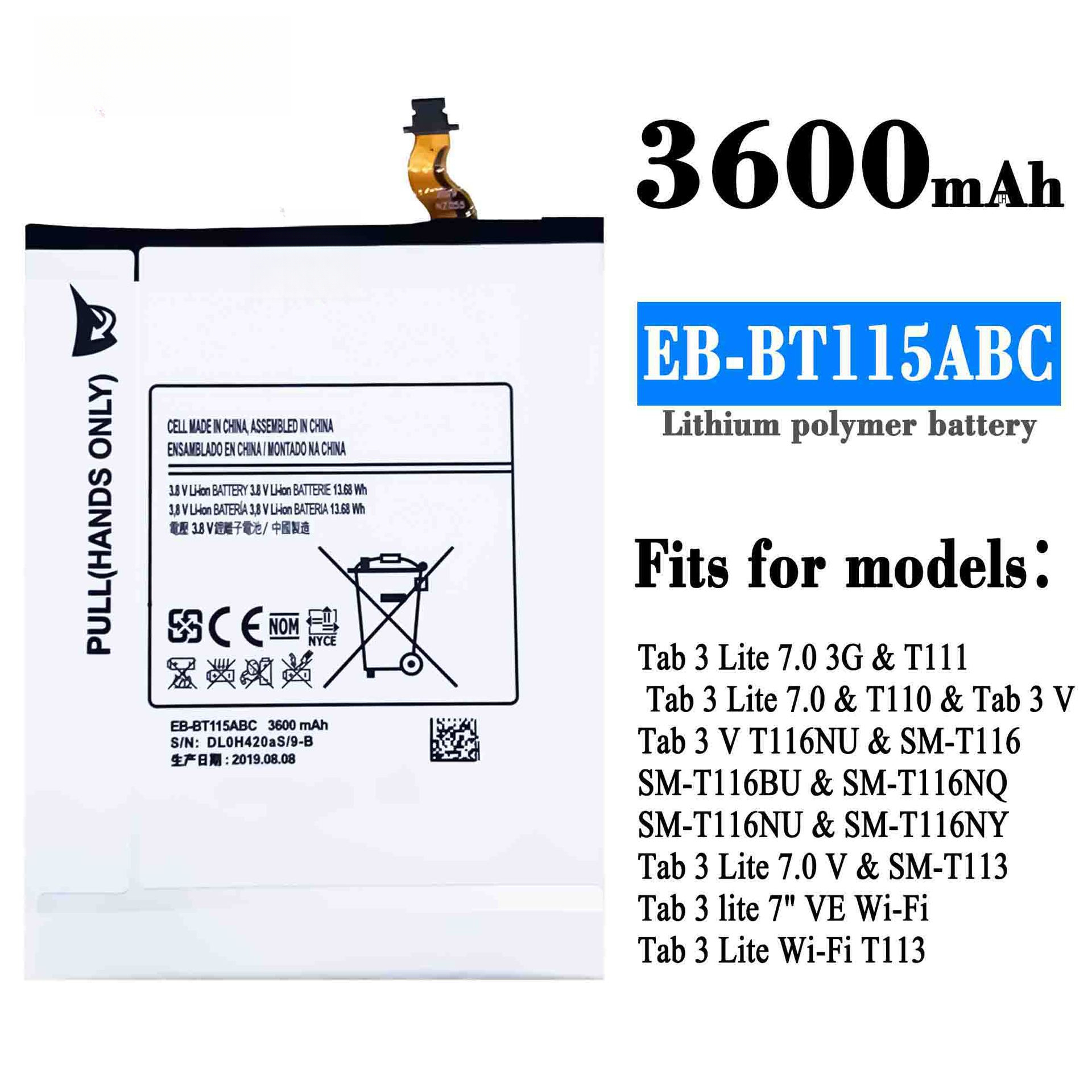 Suitable for Samsung Tab3/T111/T110/T116/T113/EB-BT115ABC Tablet Battery Wholesale