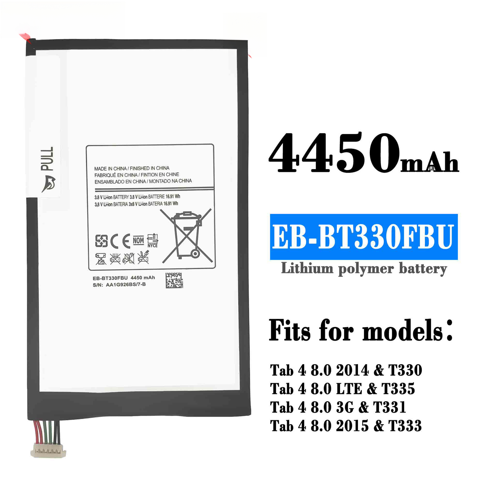 8.0 Tablet Rechargeable Battery EB-BT330FBC Built-in Circuit Board Suitable for Samsung Tab 4
