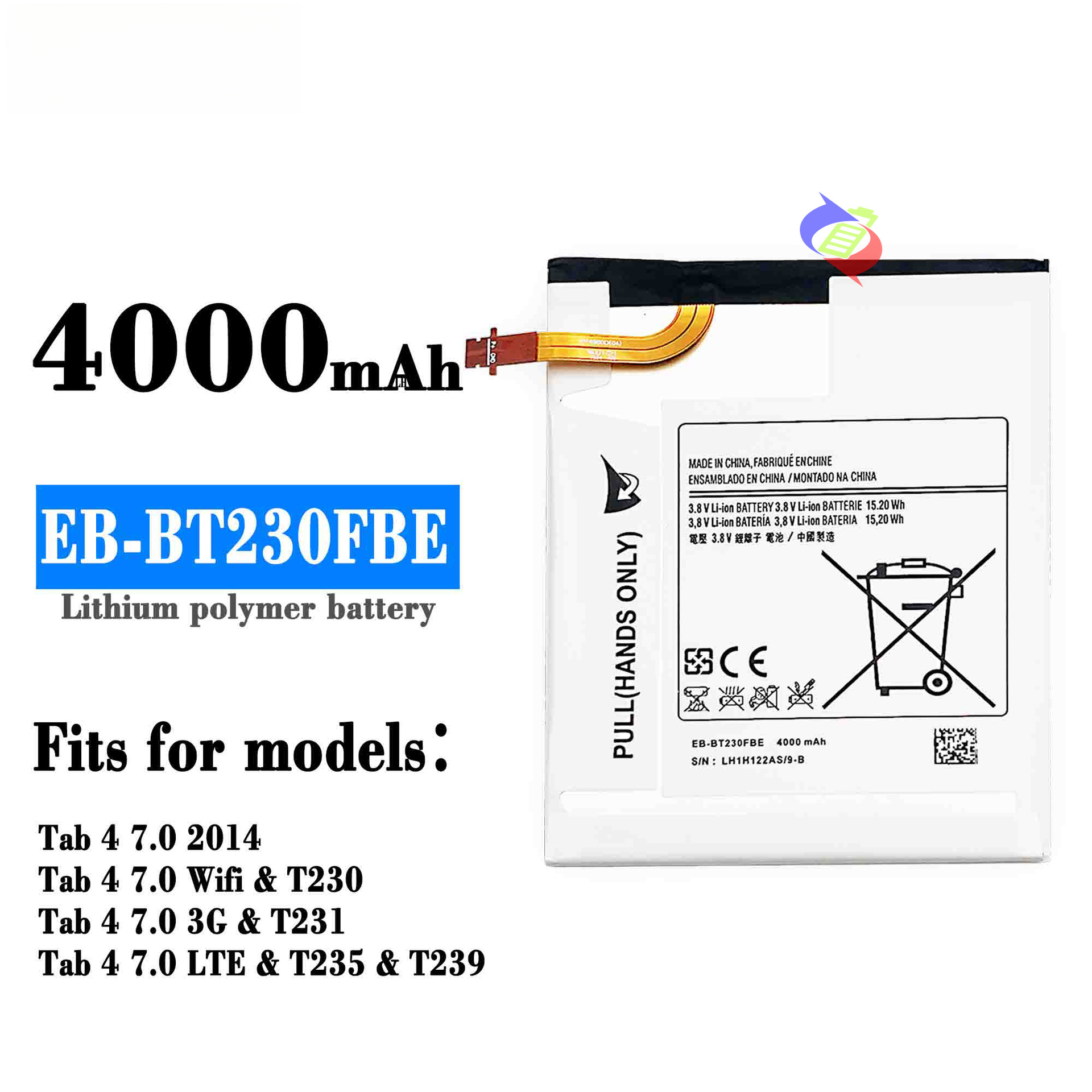 Suitable for Samsung Tab4 Battery SM-T230 T231 T235 Tablet Built-in Battery EB-BT230FBE