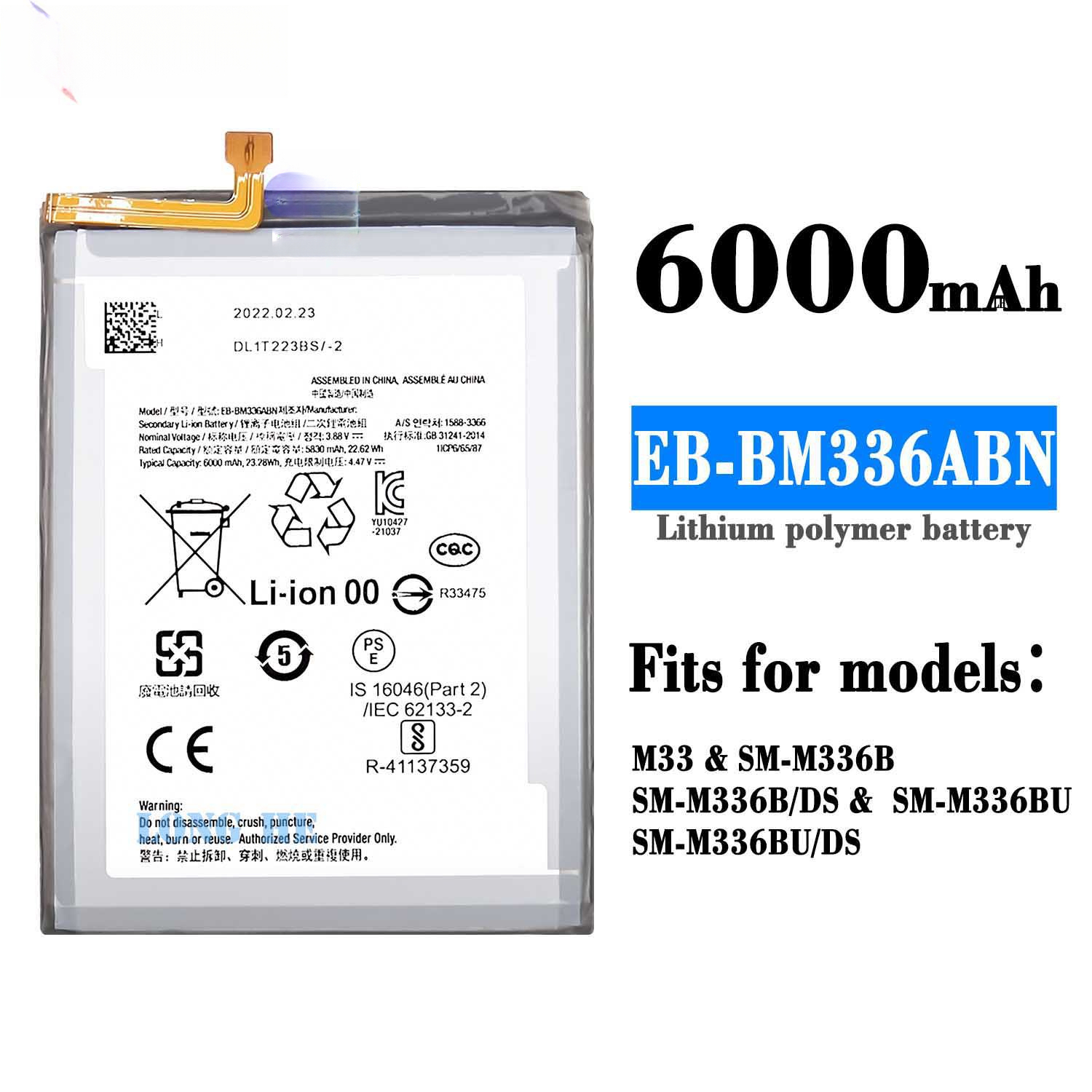 Suitable for Samsung M33 SM-M336B/BU Phone Built-in Battery EB-BM336ABN