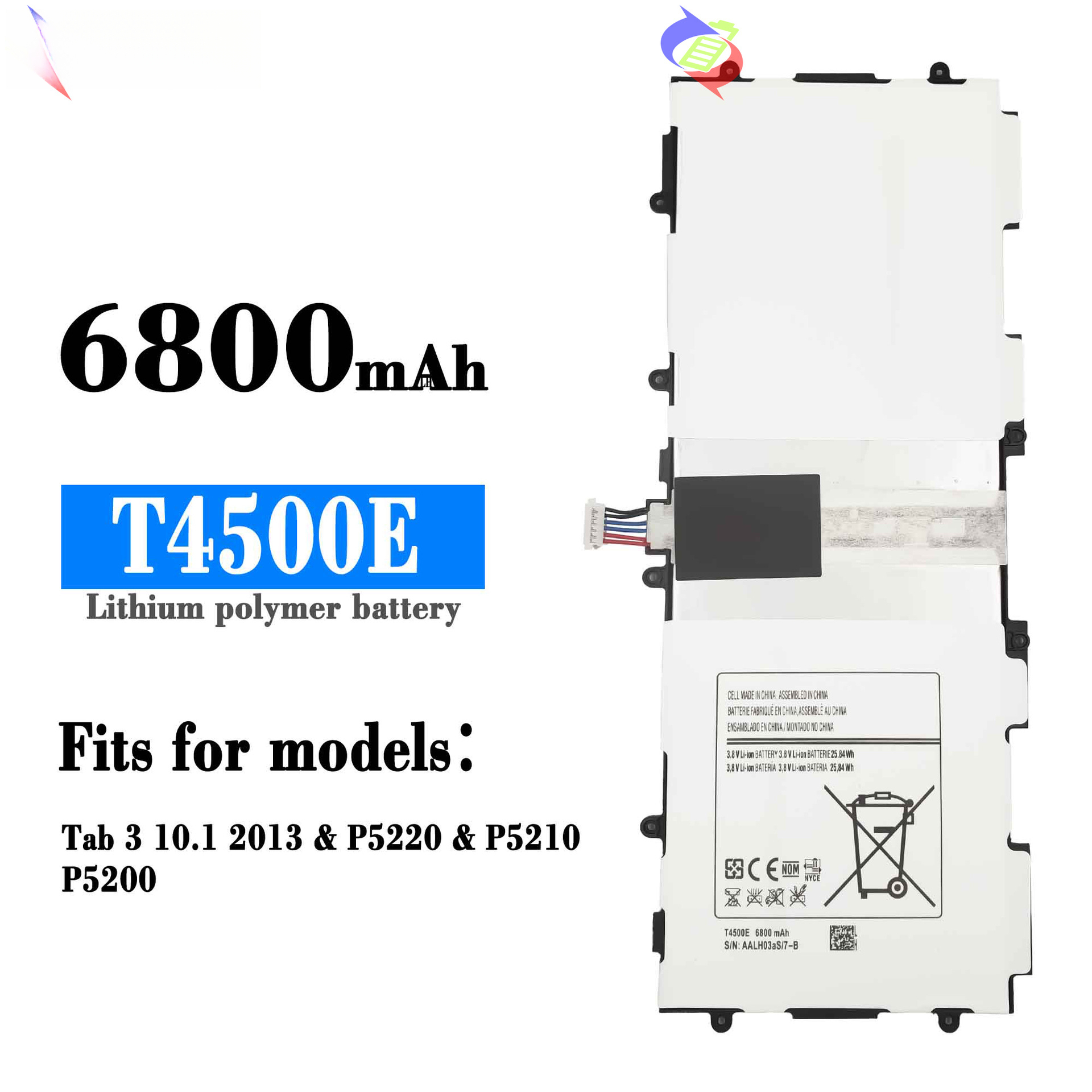 Suitable for Samsung Tab3 10.1/P5220/P5210/P5220 Tablet Battery T4500E Charging Board