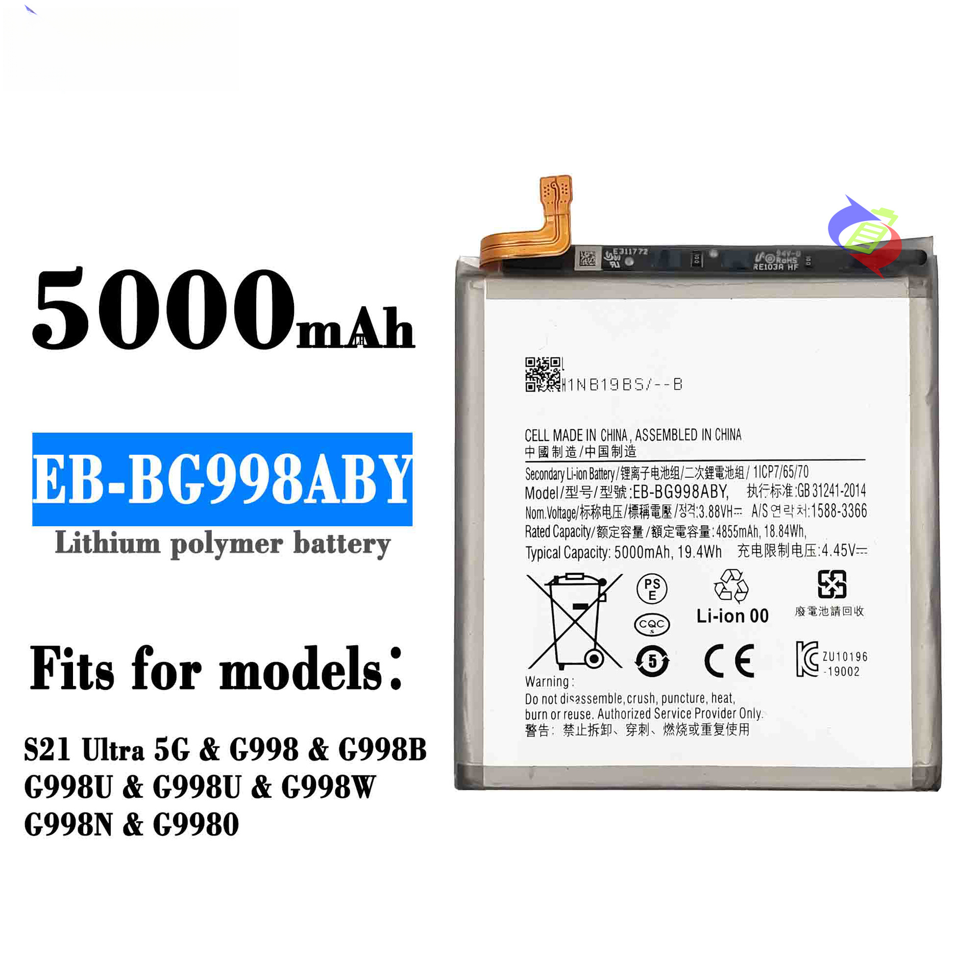 Suitable for Samsung S21 Ultra 5G Phone Battery EB-BG998ABY Large Capacity Built-in Battery Board