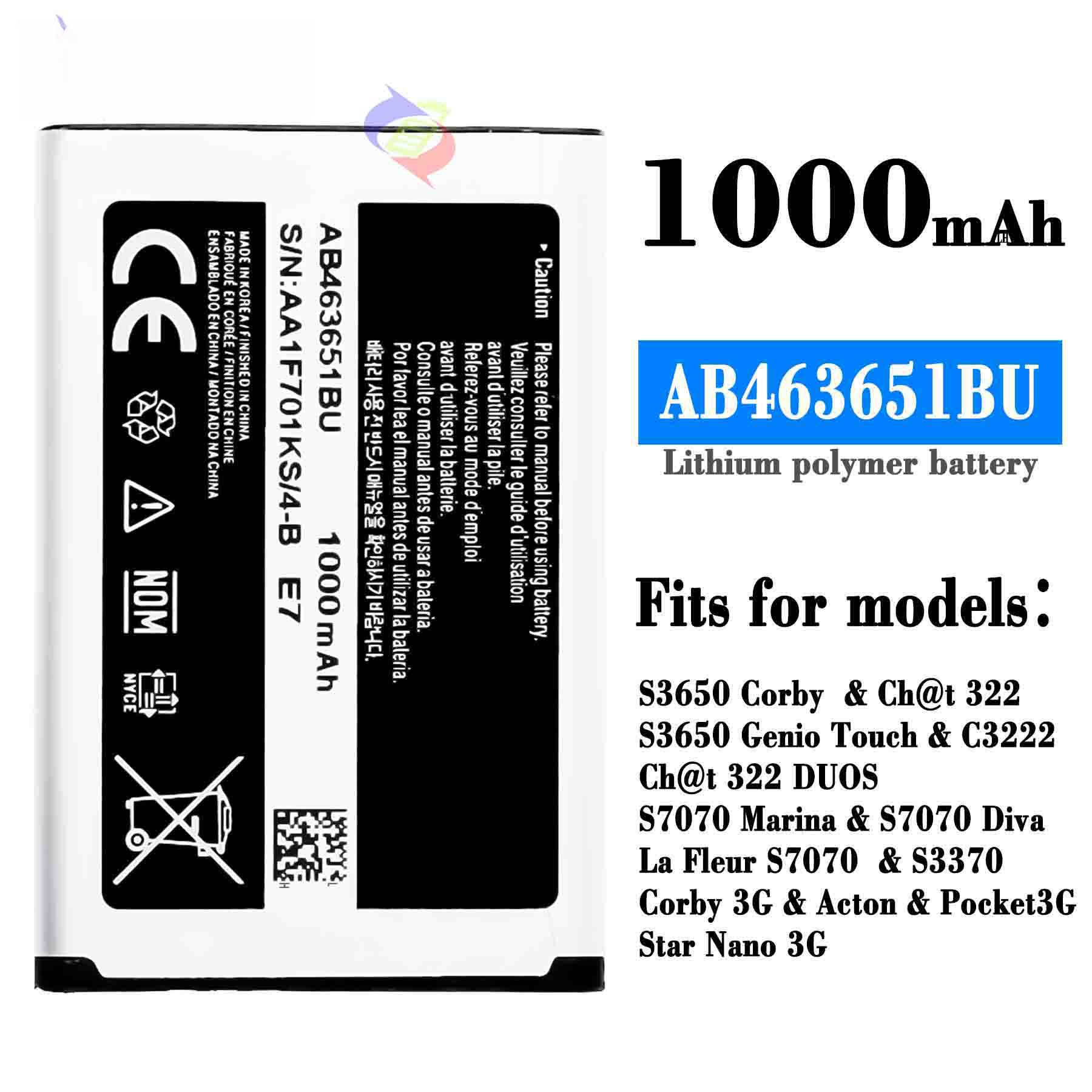 Suitable for Samsung S3650 Corby Brand New External Mobile Phone Battery AB463651THIS