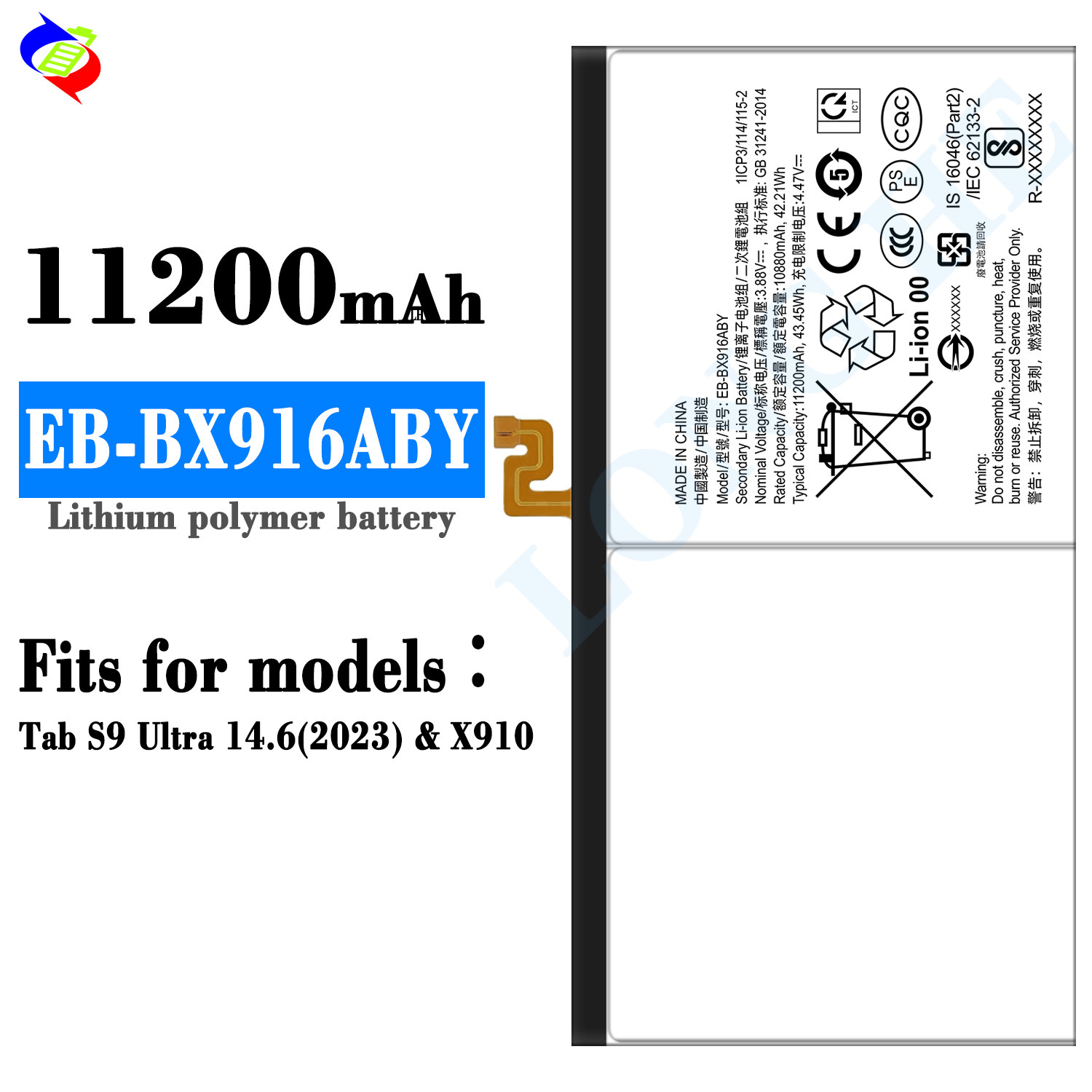 Suitable for Samsung Tab S9 Ultra 14.6(2023)/X910 Tablet Battery Replacement EB-BX916ABY