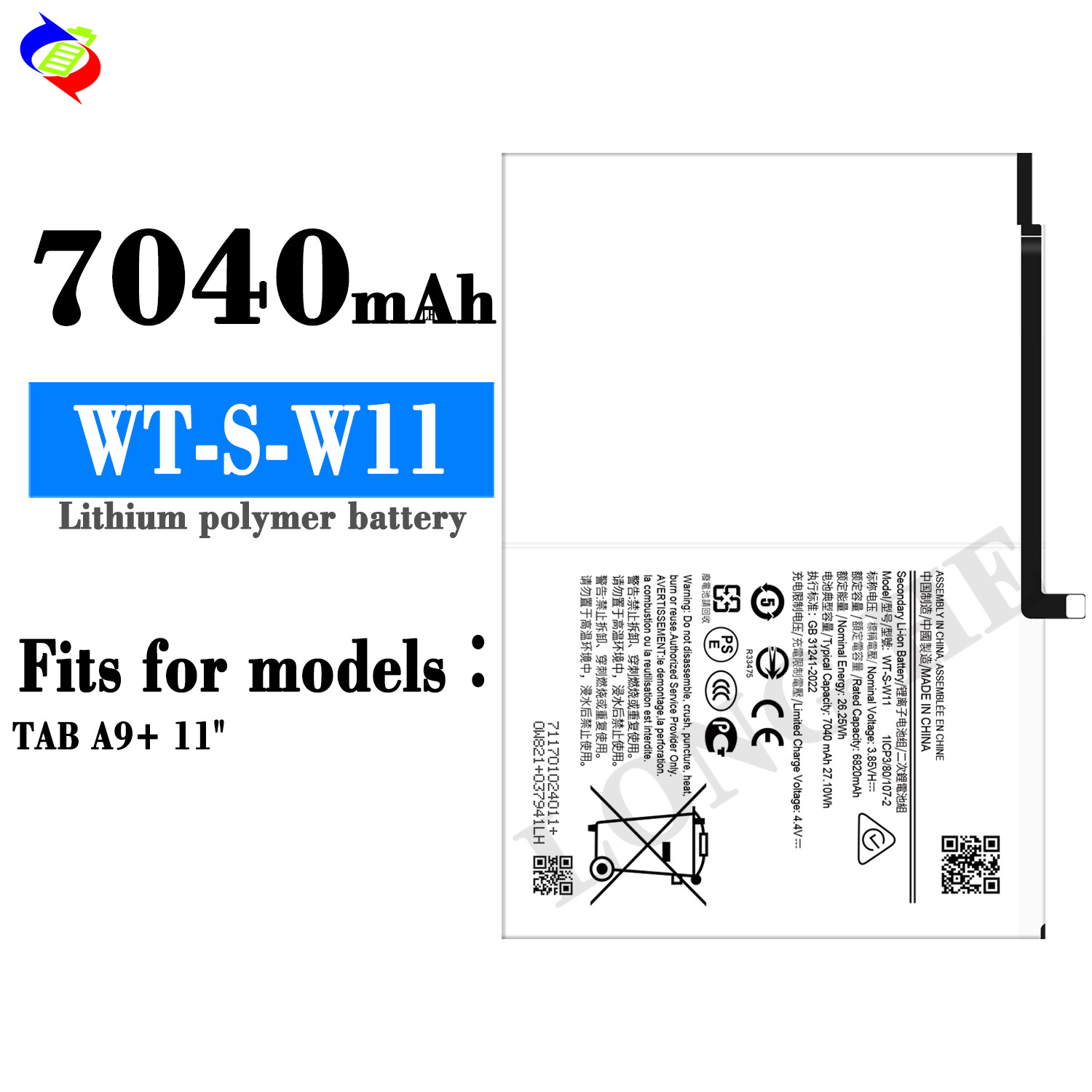 Suitable for Samsung Tab A9 Plus 11'' Brand New Tablet Battery WT-S-W11