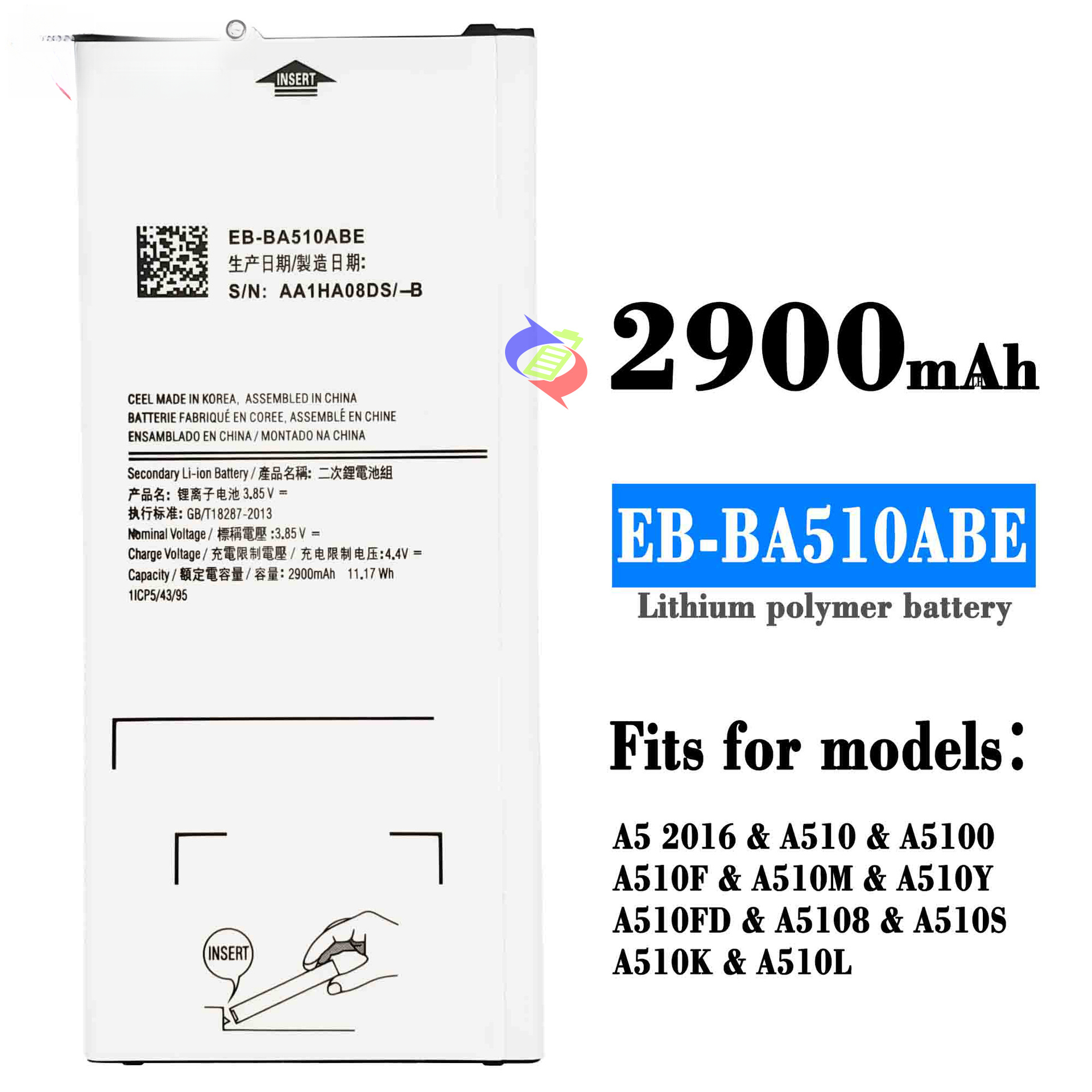 Suitable for Samsung A5 2016 Phone Battery EB-BA510ABE Built-in 2900mAh Samsung Phone Battery
