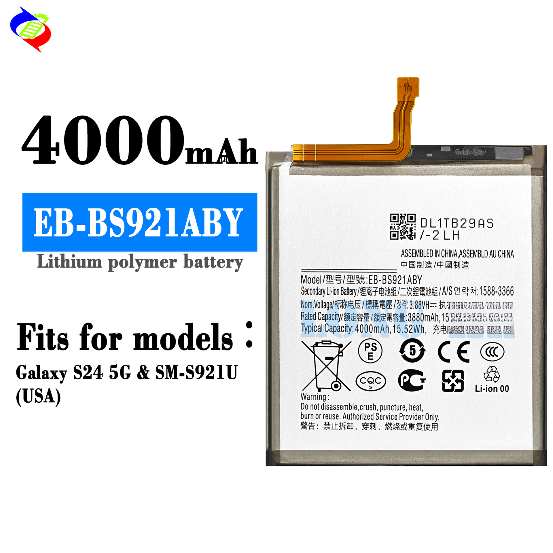 Suitable for Samsung Galaxy S24 5G Replacement Battery EB-BS921ABY Samsung Phone Battery