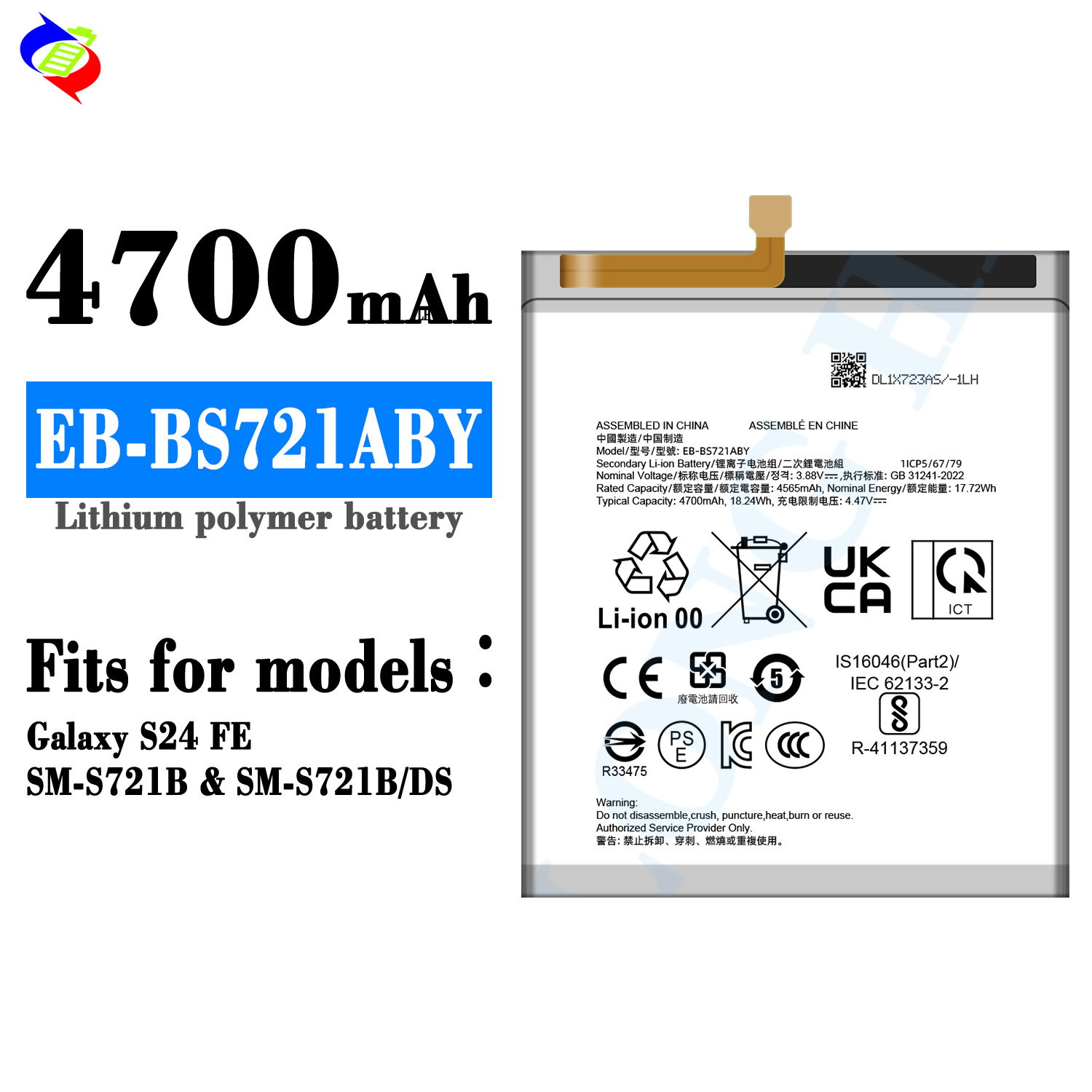 Suitable for Samsung S24 FE/SM-S721B/SM-S721B/DS Phone Battery EB-BS721ABY In Stock
