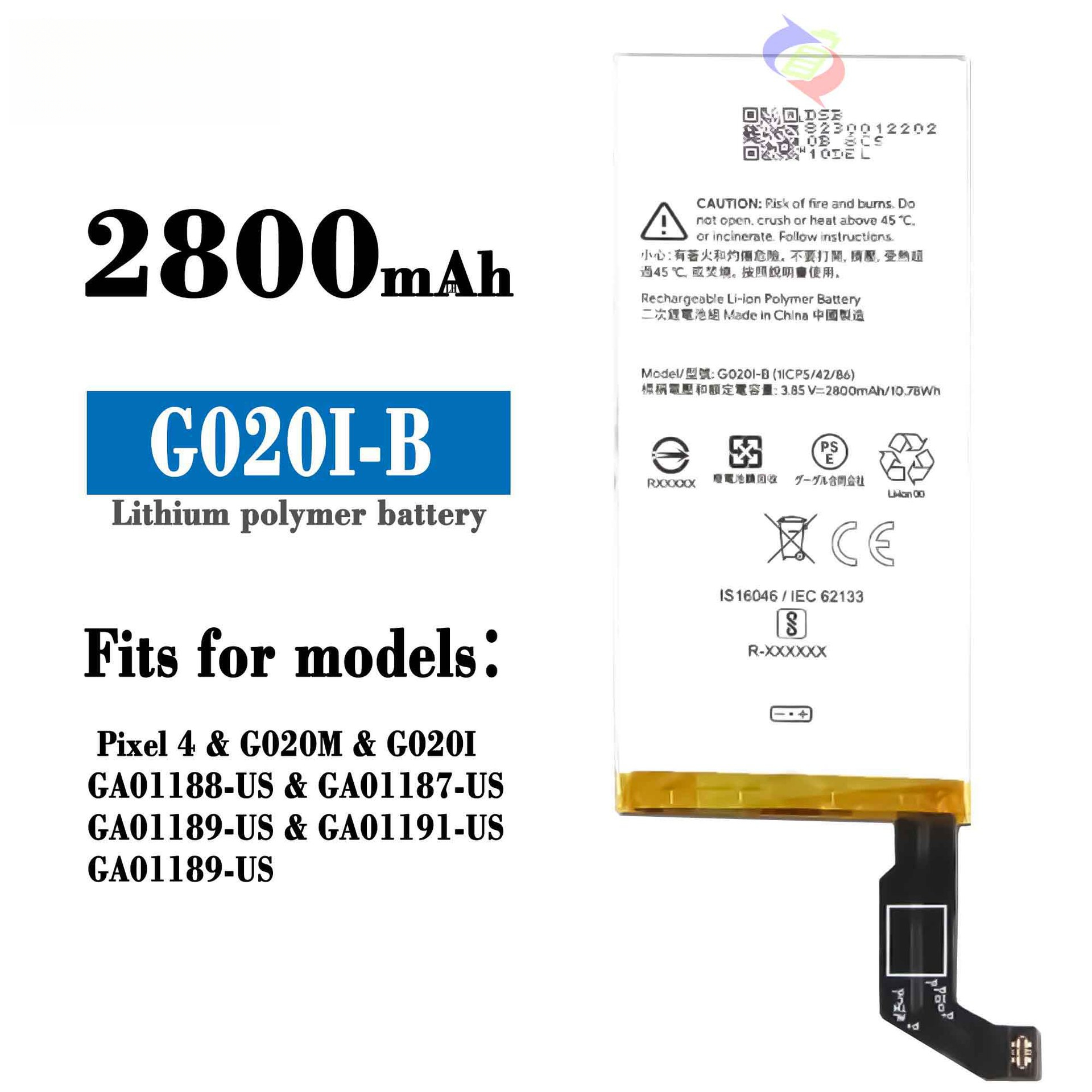 Suitable for Google Pixel 4/G020M Phone Battery G020I-B Built-in Circuit Board