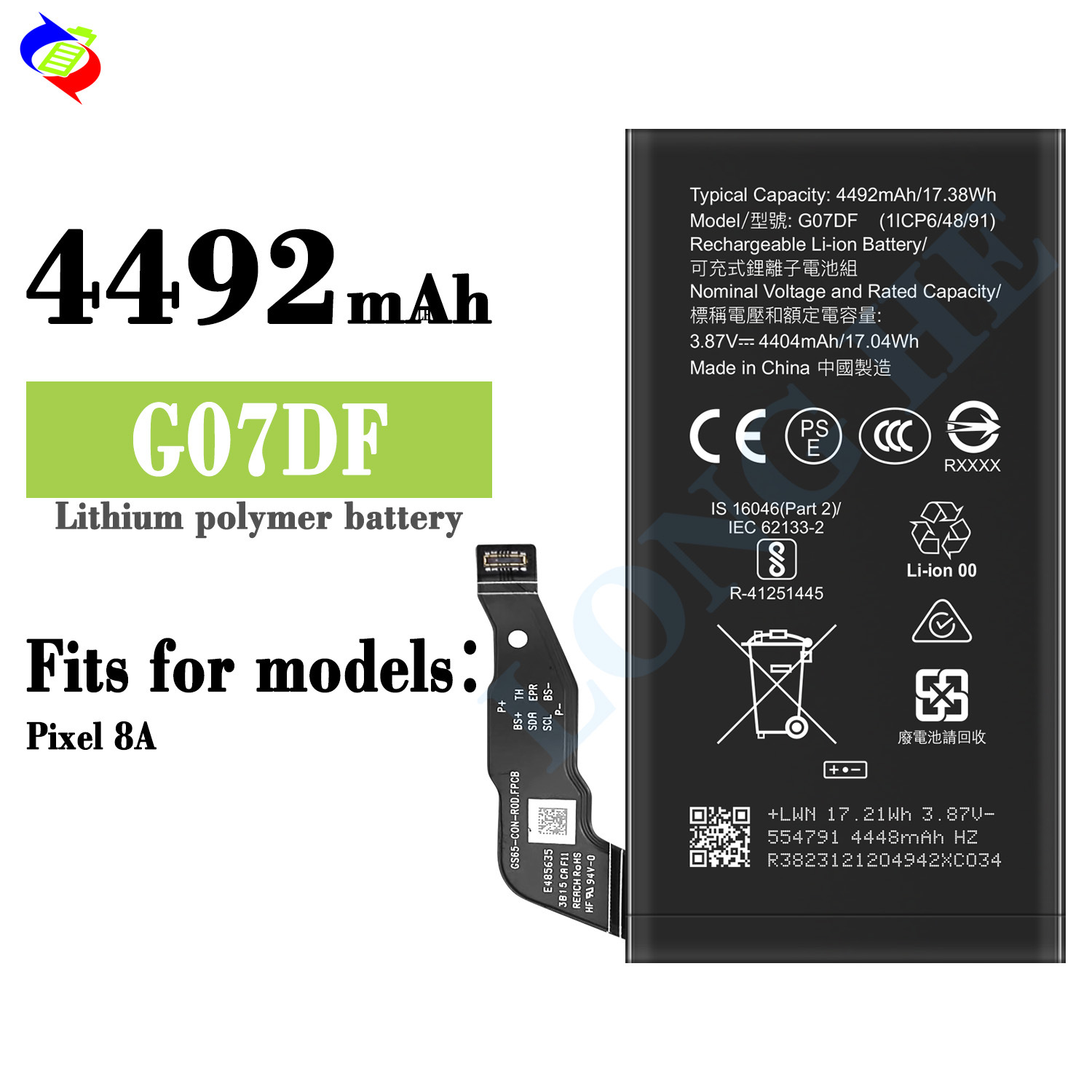 Suitable for Google Pixel 8A phone battery G07DF brand new large capacity 4492mAh