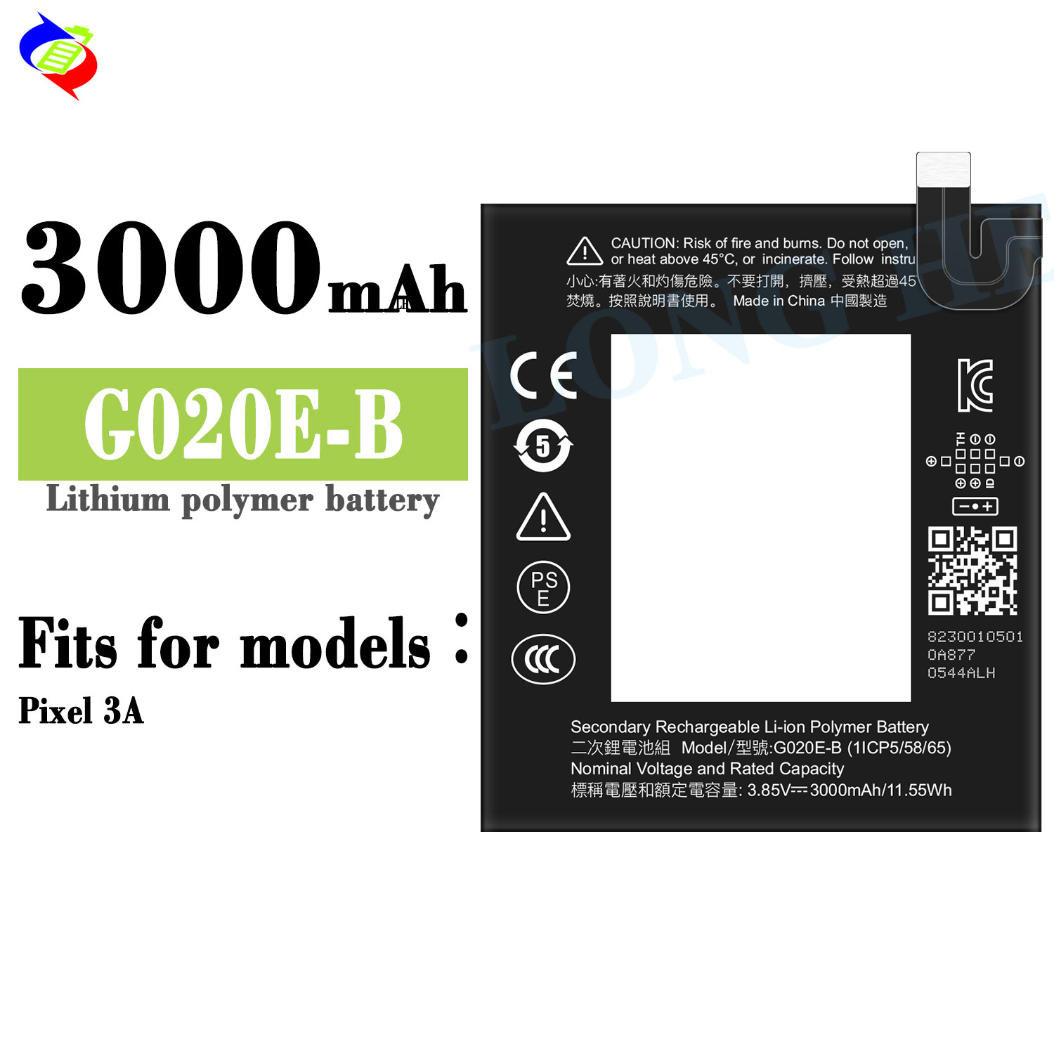 Suitable for Google PIXEL 3A phone battery G020E-B built-in charging board 3000mAh