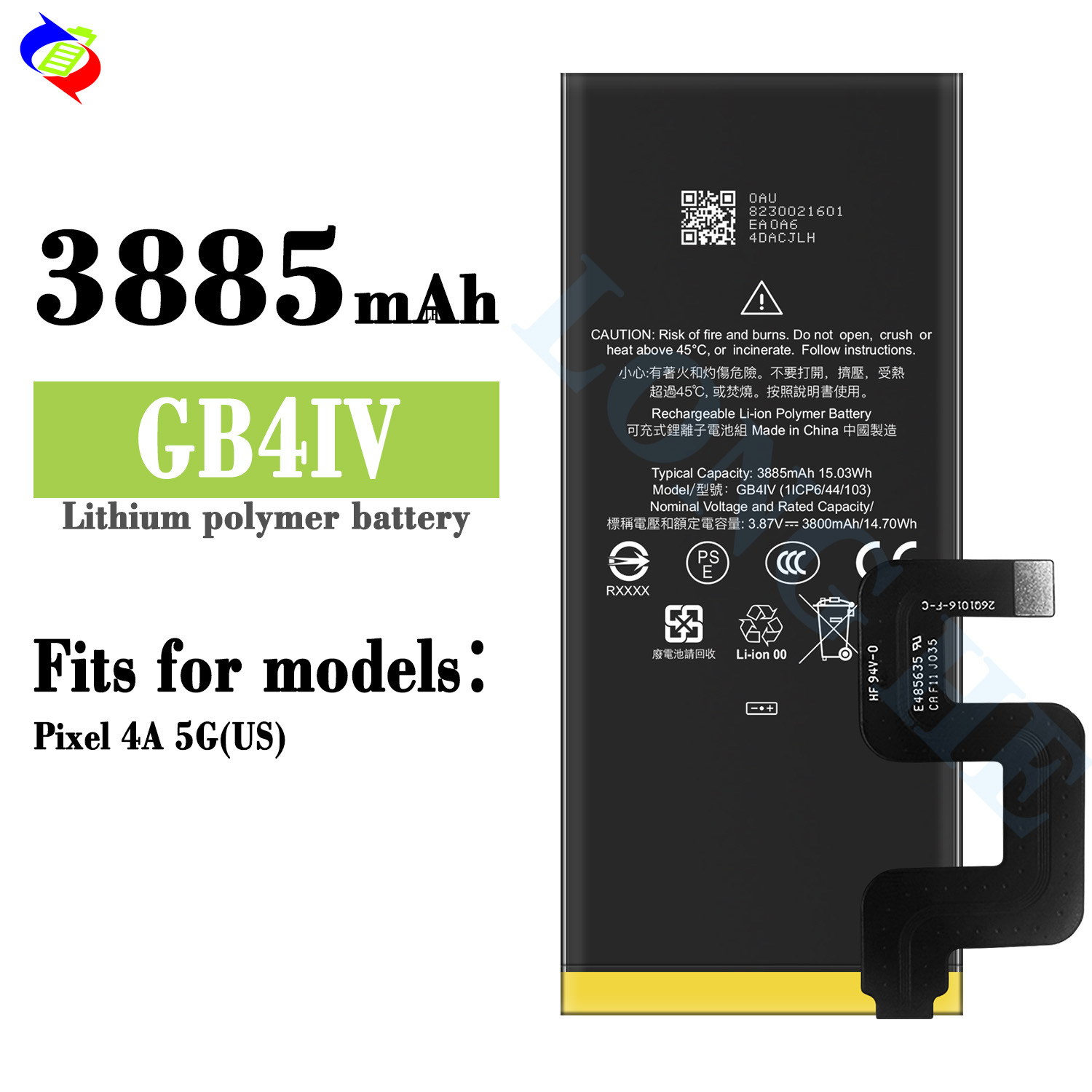 Suitable for Google Pixel 4A 5G US Version Phone Rechargeable Battery GB4IV 3885mAh