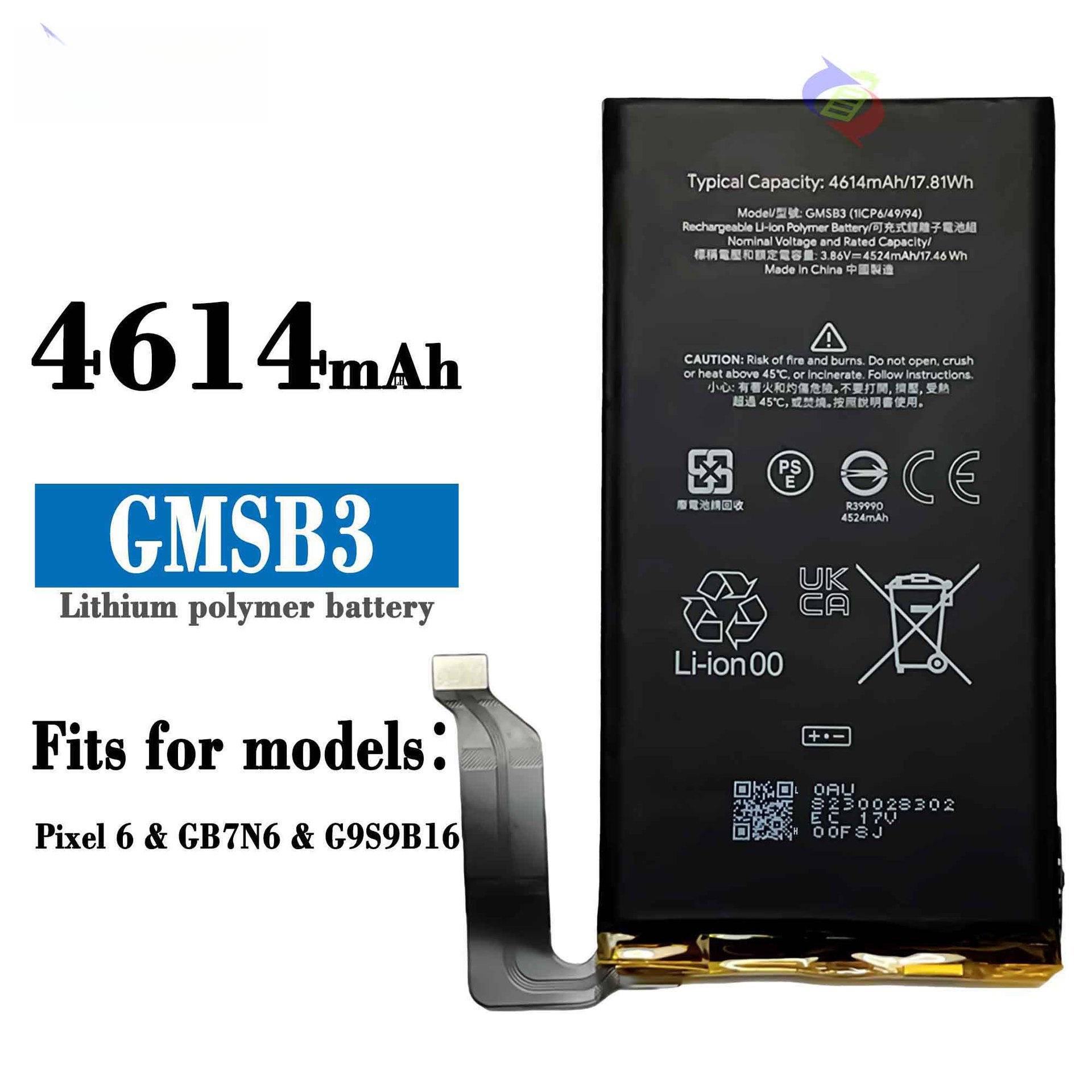 Suitable for Google Pixel 6 Phone Battery GMSB3 Large Capacity Battery 4524mAh