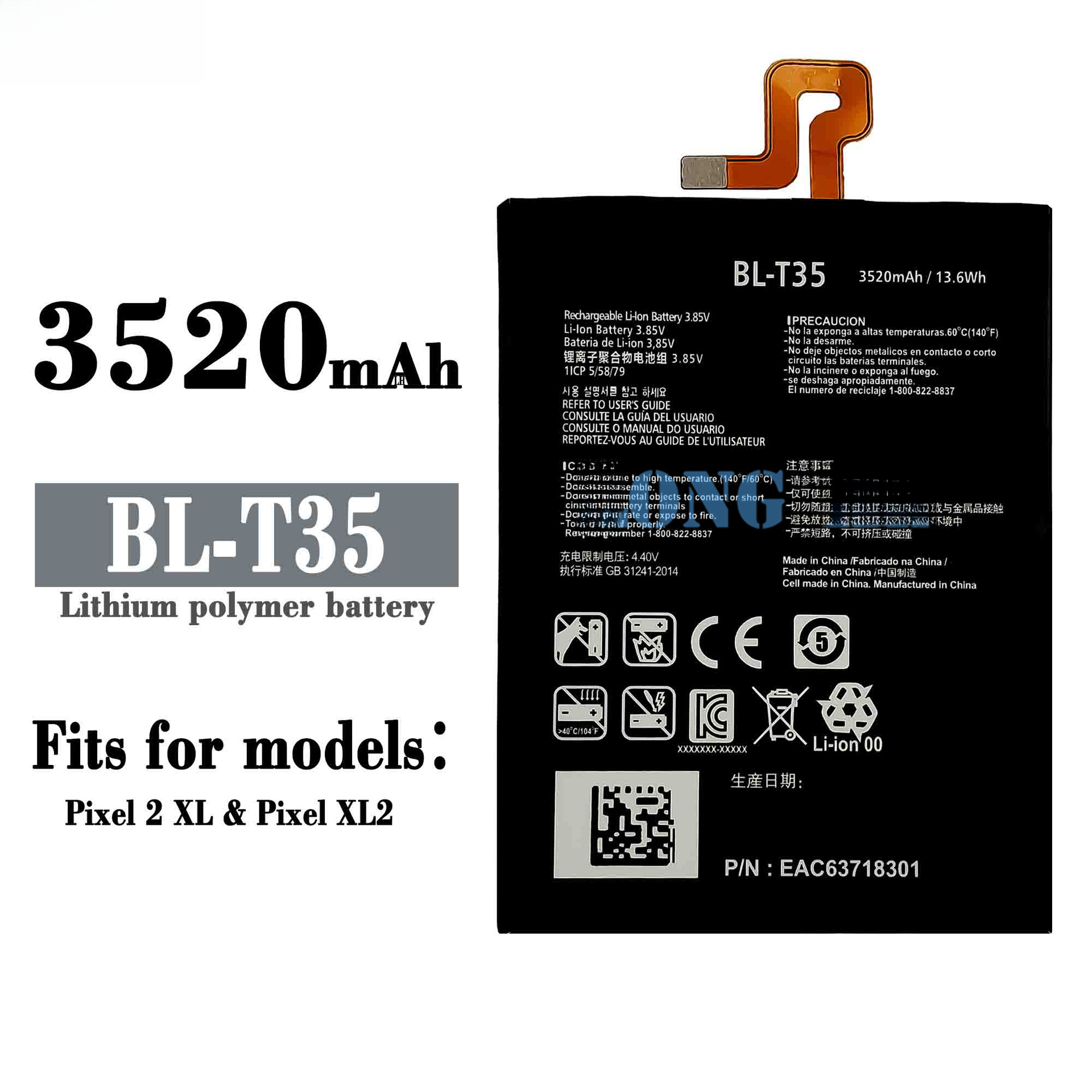 Suitable for Google Pixel 2XL Phone Battery BL-T35 Built-in Fast Charging Board 3520mAh