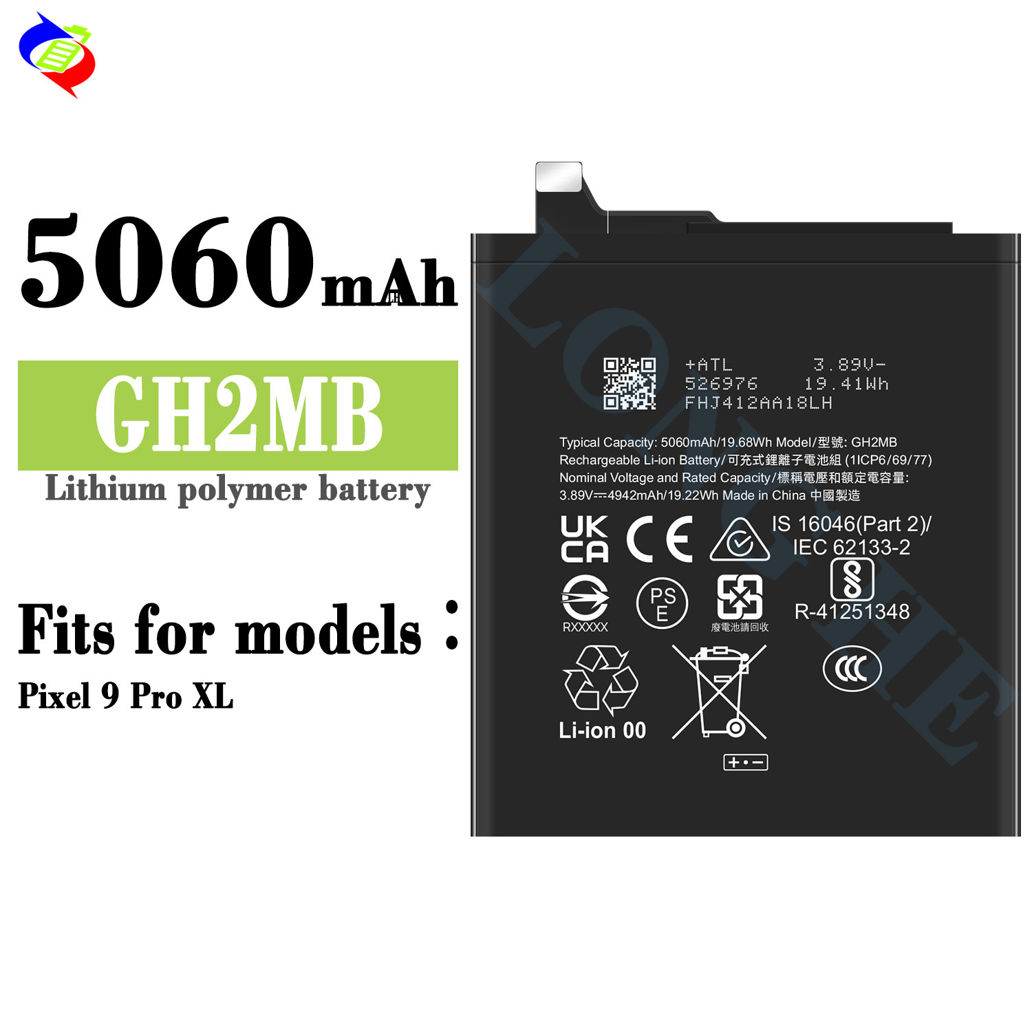 Suitable for Google Pixel 9 Pro XL Phone Battery GH2MB Large Capacity 5060mAh