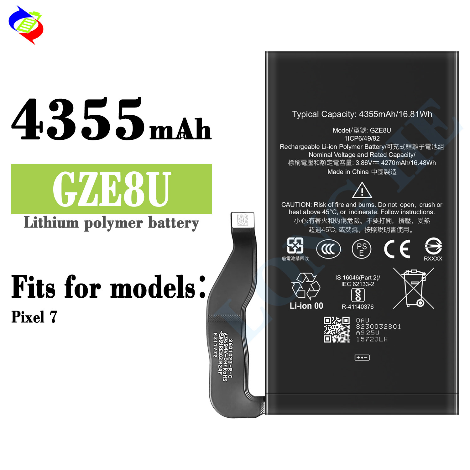 Suitable for Google Pixel 7 Phone Battery GZE8U Built-in Circuit Board 4355mAh