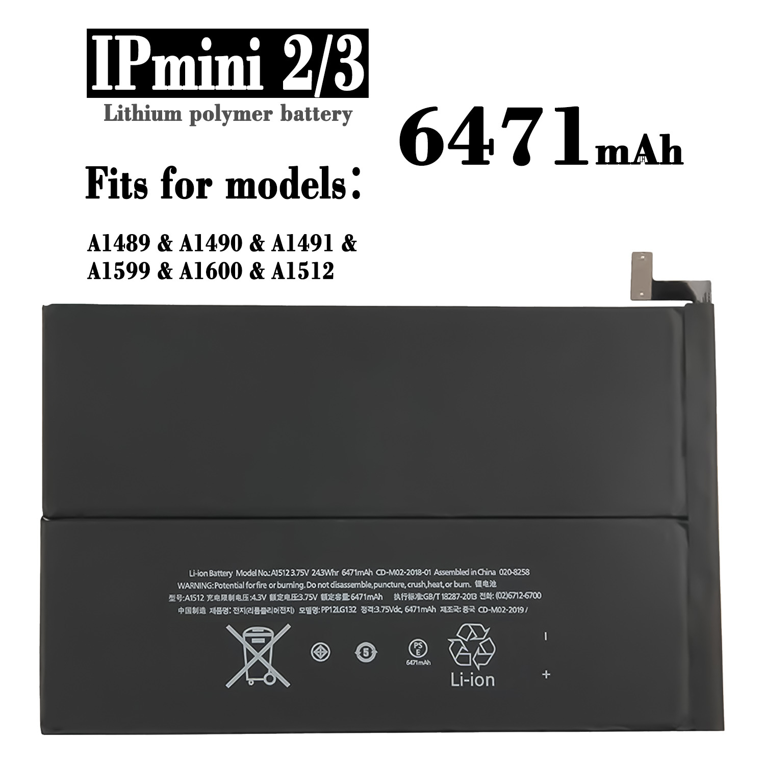Apple Tablet iPad Mini 1/2/3/4/5 A1445 A15125 Mobile Phone Battery Applicable